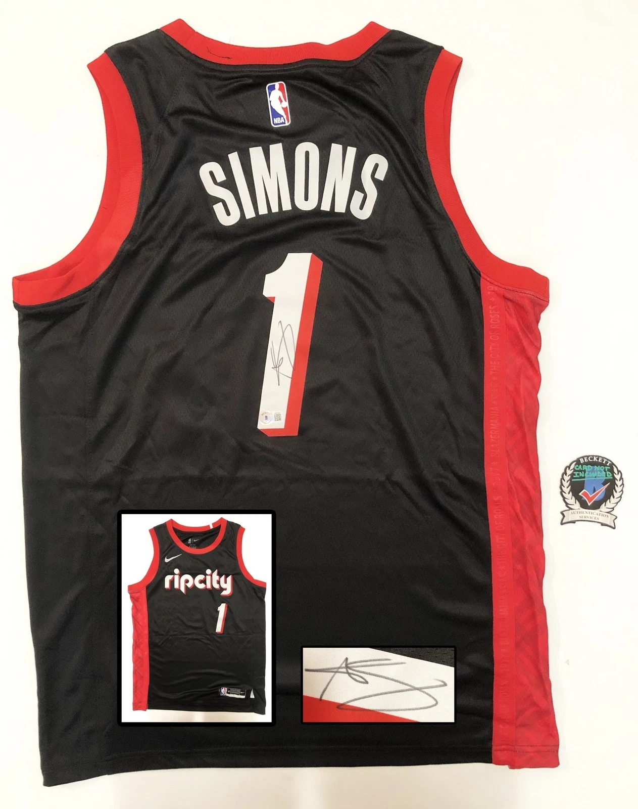 Anfernee Simons Signed Jersey Portland Trail Blazers Beckett BAS COA