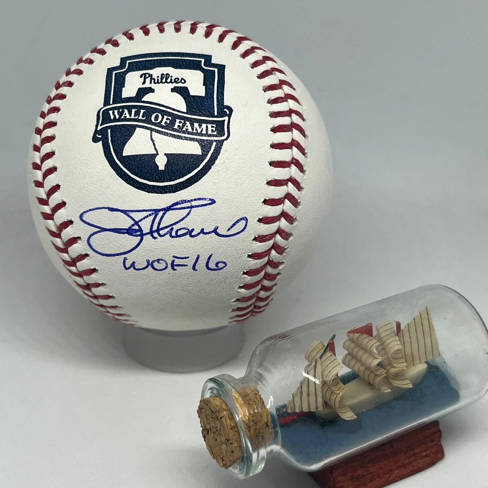 Jim Thome signed Rawlings Phillies WOF Baseball MLB HOLO Wall of Fame Auto A3618