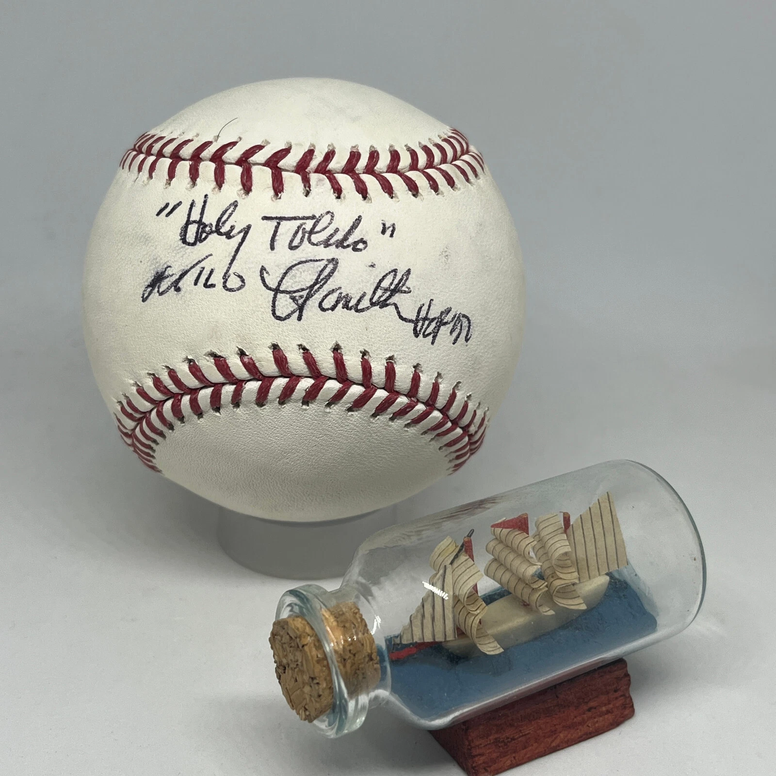 Broadcaster Milo Hamilton signed Rawlings OML Baseball JSA Inscribed HOF A3622