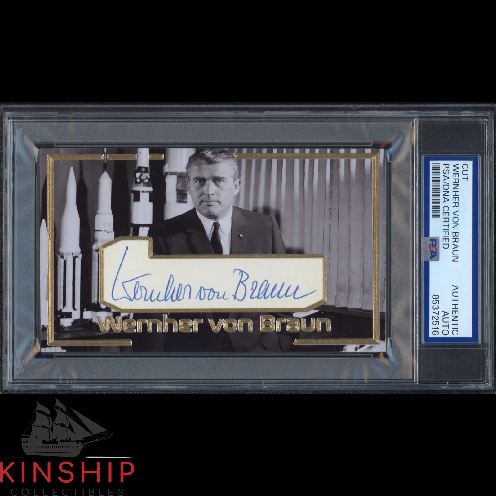 Wernher Von Braun signed Cut 3x5 Custom Card PSA DNA Slab Rare Auto C3759