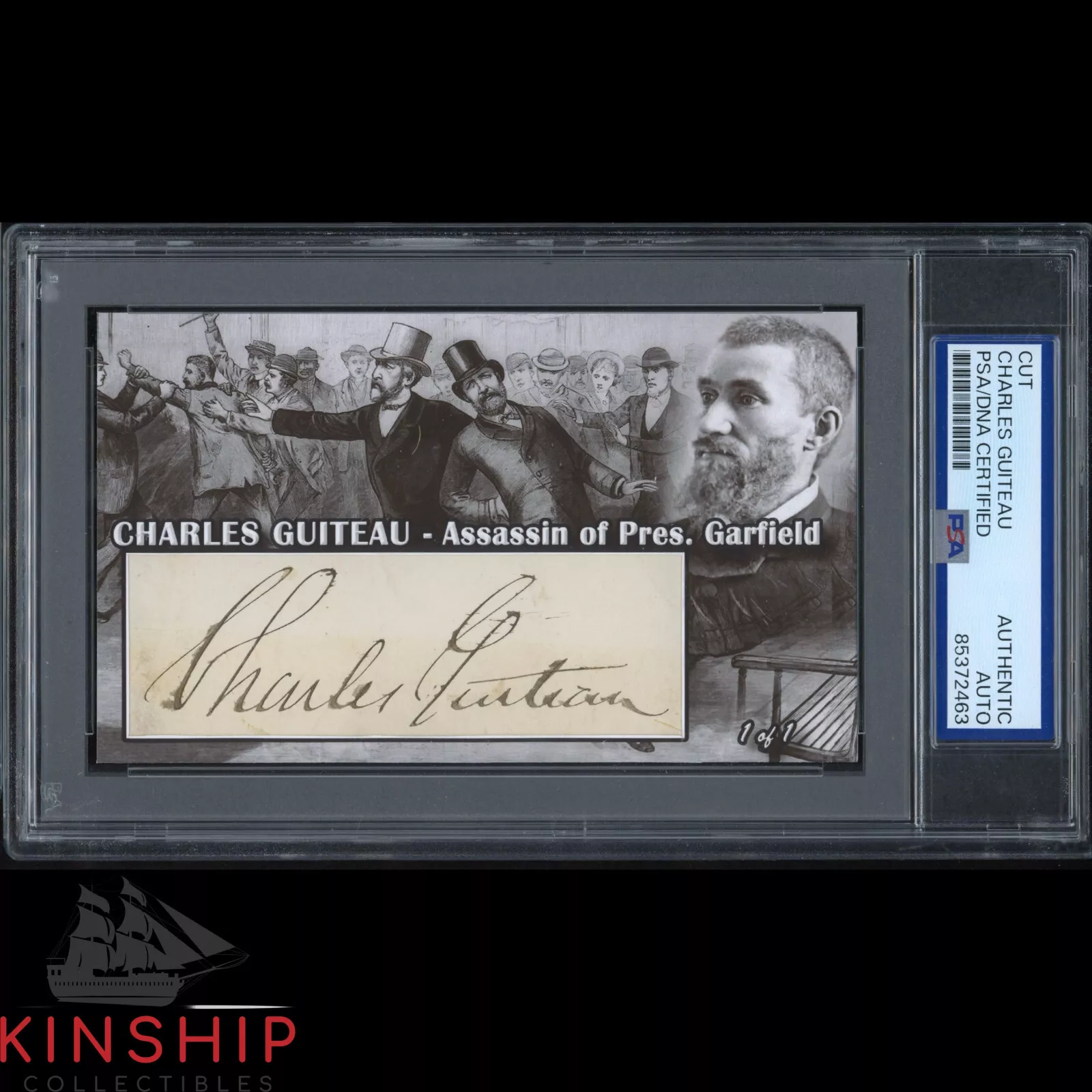 Charles Guiteau signed 3x5 Custom Card Cut PSA DNA Slab President Garfield C3790