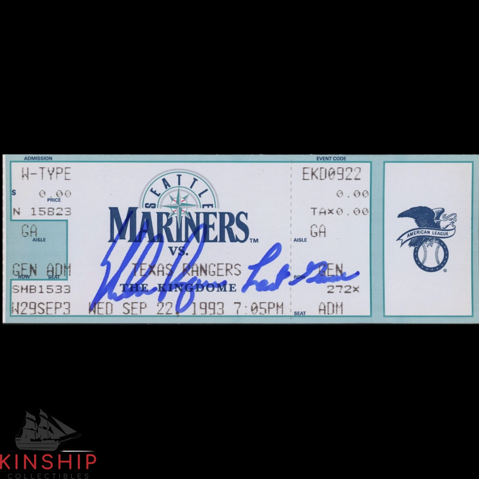 Nolan Ryan signed Final Game Ticket JSA COA Inscribed 'Last Game' HOF Auto Z2074