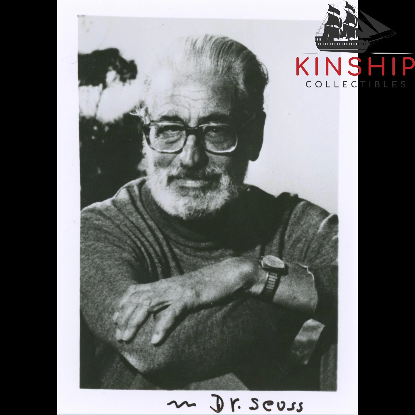 Dr Seuss signed Small Black & White Photo JSA LOA Auto Grade 9 Grinch B1857