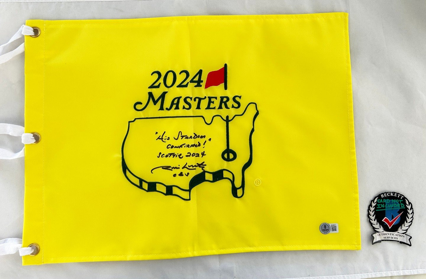 Jim Nantz. Signed 2024 Masters Flag with Quote Beckett BAS 1 COA