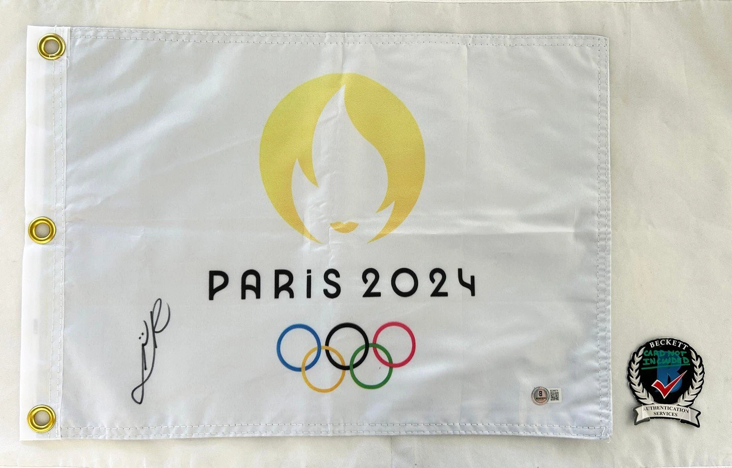 Lydia Ko Signed 2024 Paris Olympics Flag Gold Medal Champ Beckett BAS COA