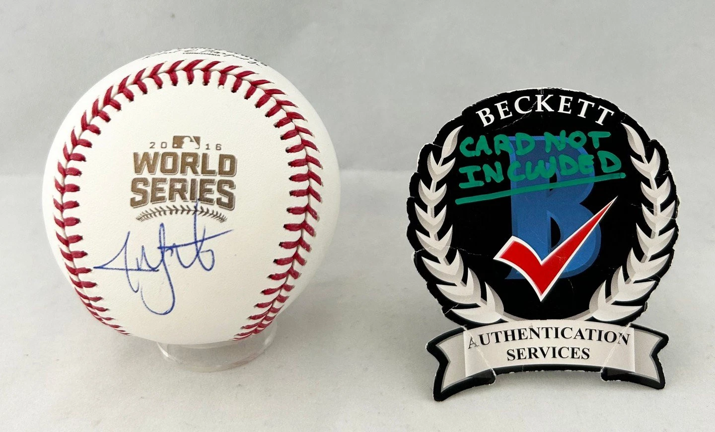 Jon Lester Signed 2016 World Series Baseball Chicago Cubs Beckett BAS COA