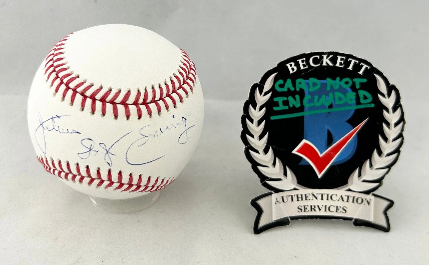 Julius Erving Signed Authentic Major League Baseball Dr J New York Nets Becke...