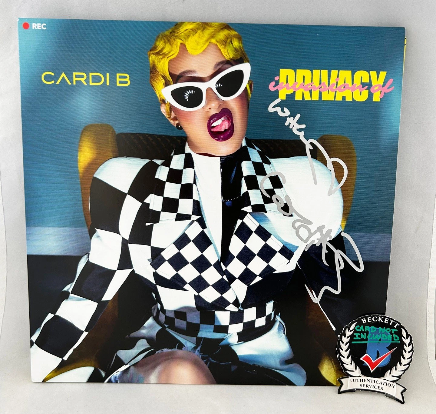 Cardi B Signed Vinyl LP Album Invasion of Privacy Beckett BAS COA