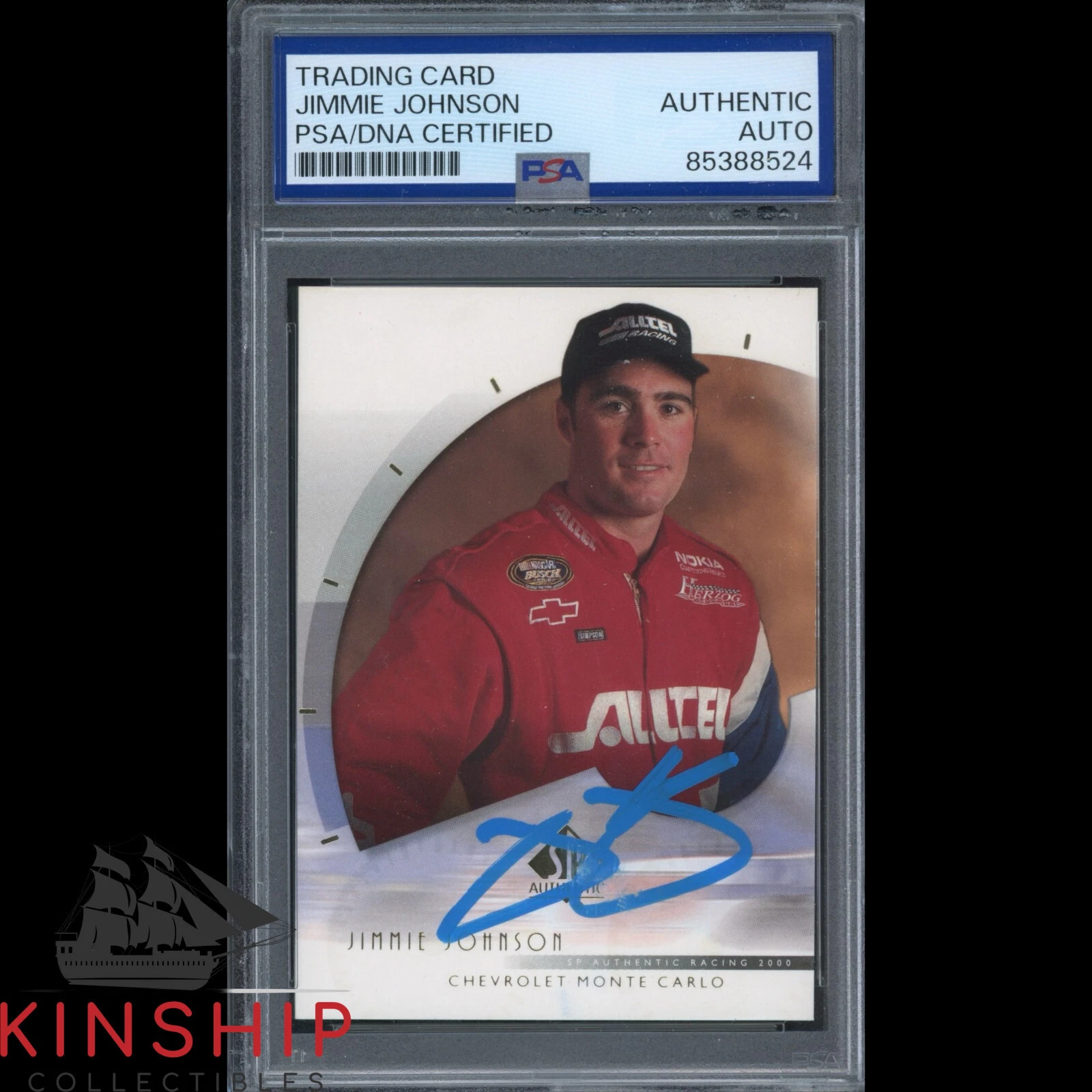 Jimmie Johnson signed 2000 Upper Deck SP Rookie Card PSA DNA Slab NASCAR C4023