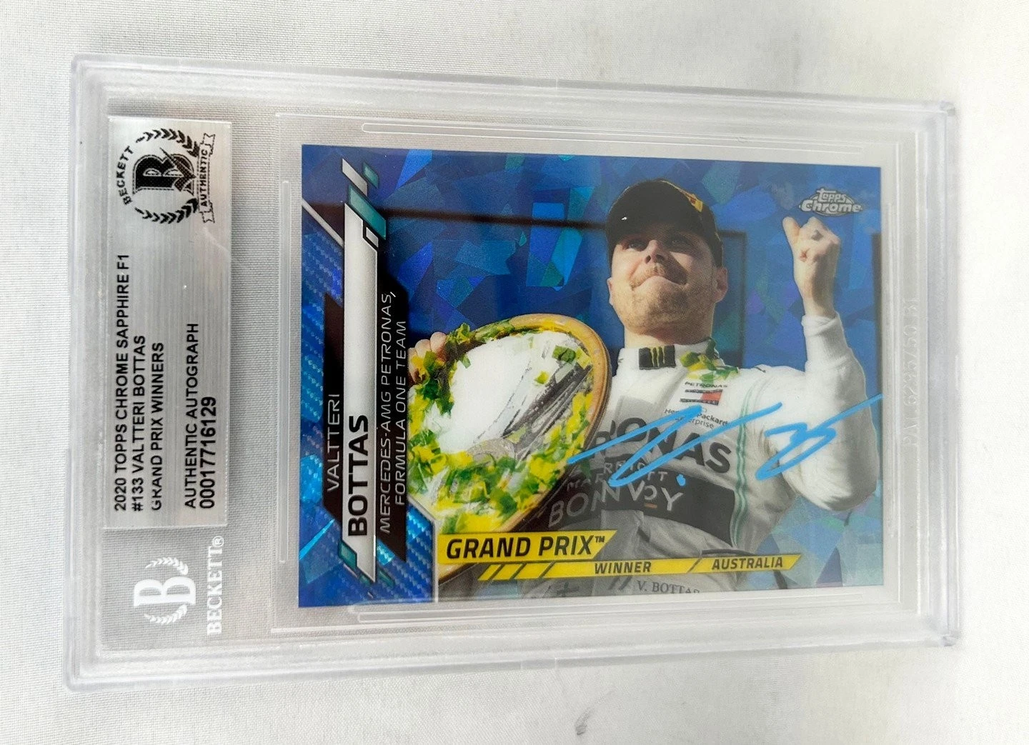 Valtteri Bottas Signed Rookie Card 2020 Topps Chrome Saphire #133 F1 Mercedes...