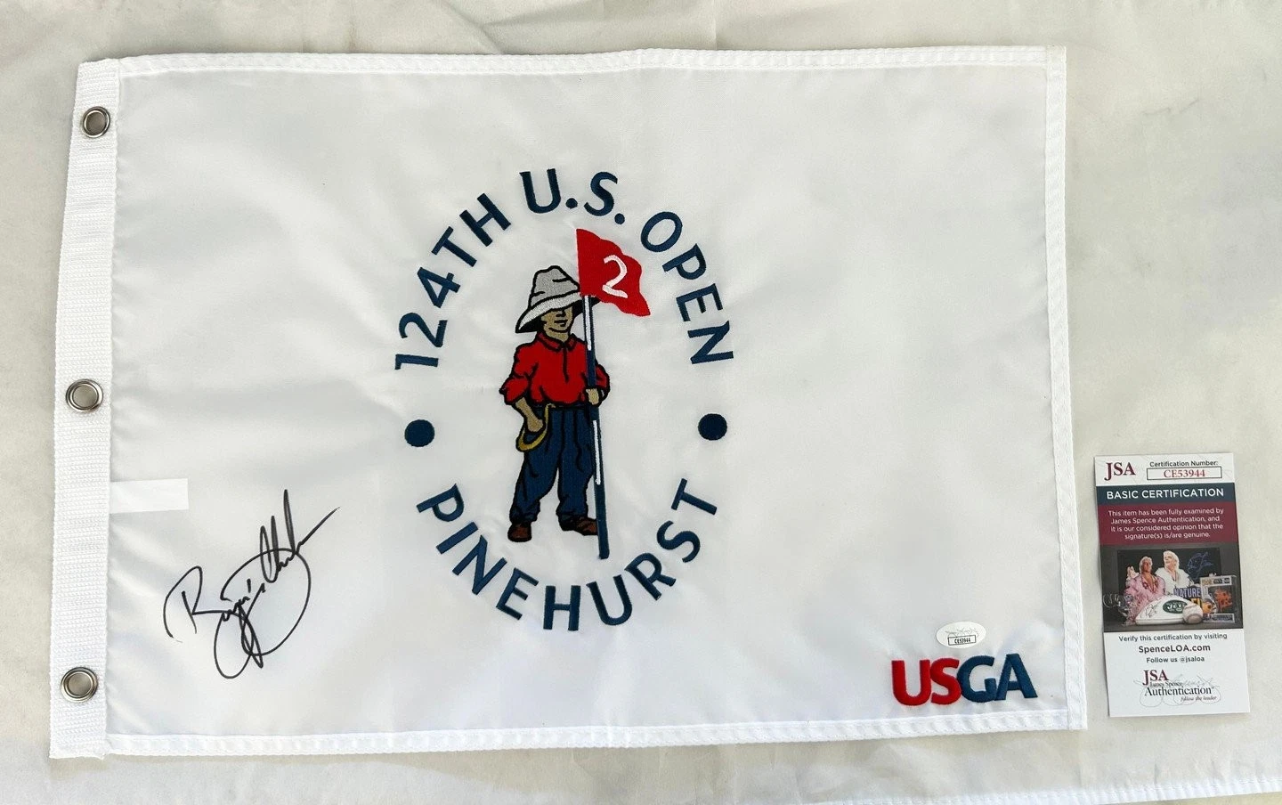 Bryson Dechambeau Signed Flag 2024 US Open Champion JSA 1 COA