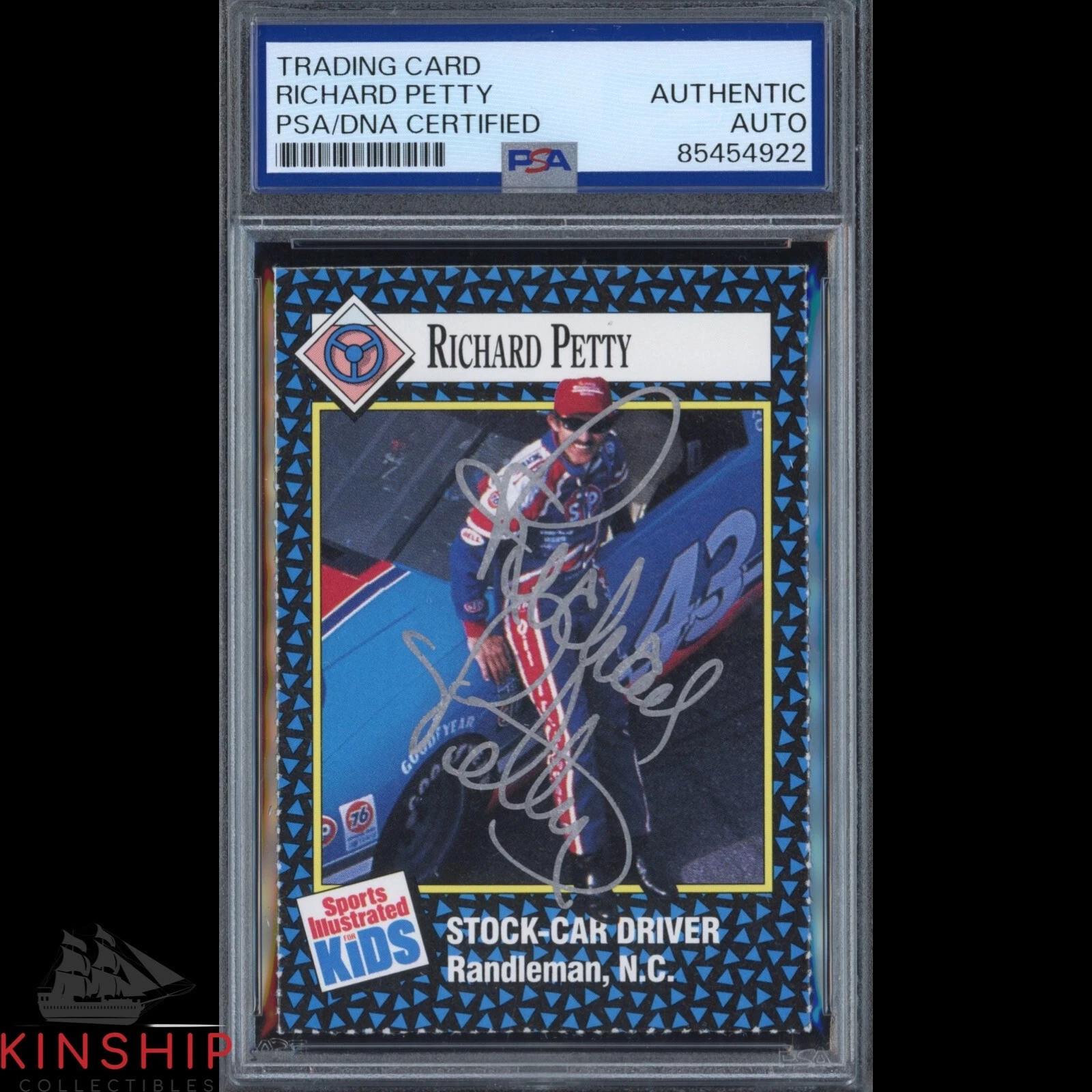 Richard Petty signed 1992 Sports Illustrated Kids Card PSA DNA Slab Auto C4048