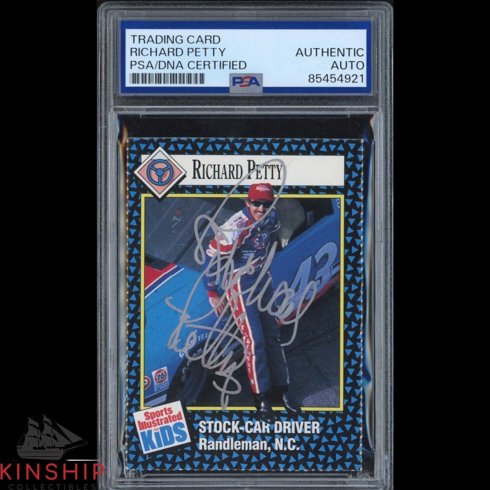 Richard Petty signed 1992 Sports Illustrated Kids Card PSA DNA Slab Auto C4047