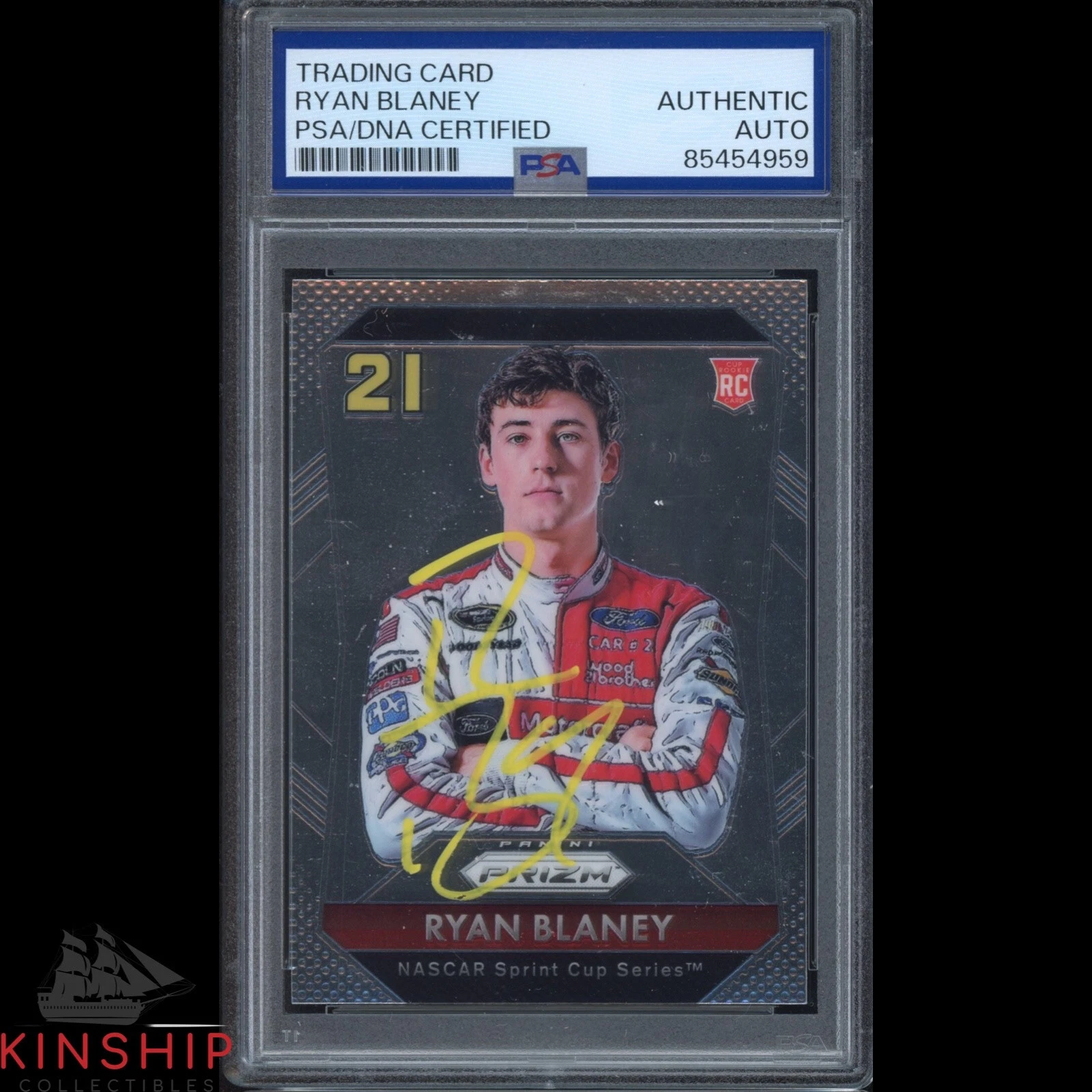 Ryan Blaney signed 2016 Panini Prizm Rookie Card PSA DNA Slab NASCAR Auto C4060