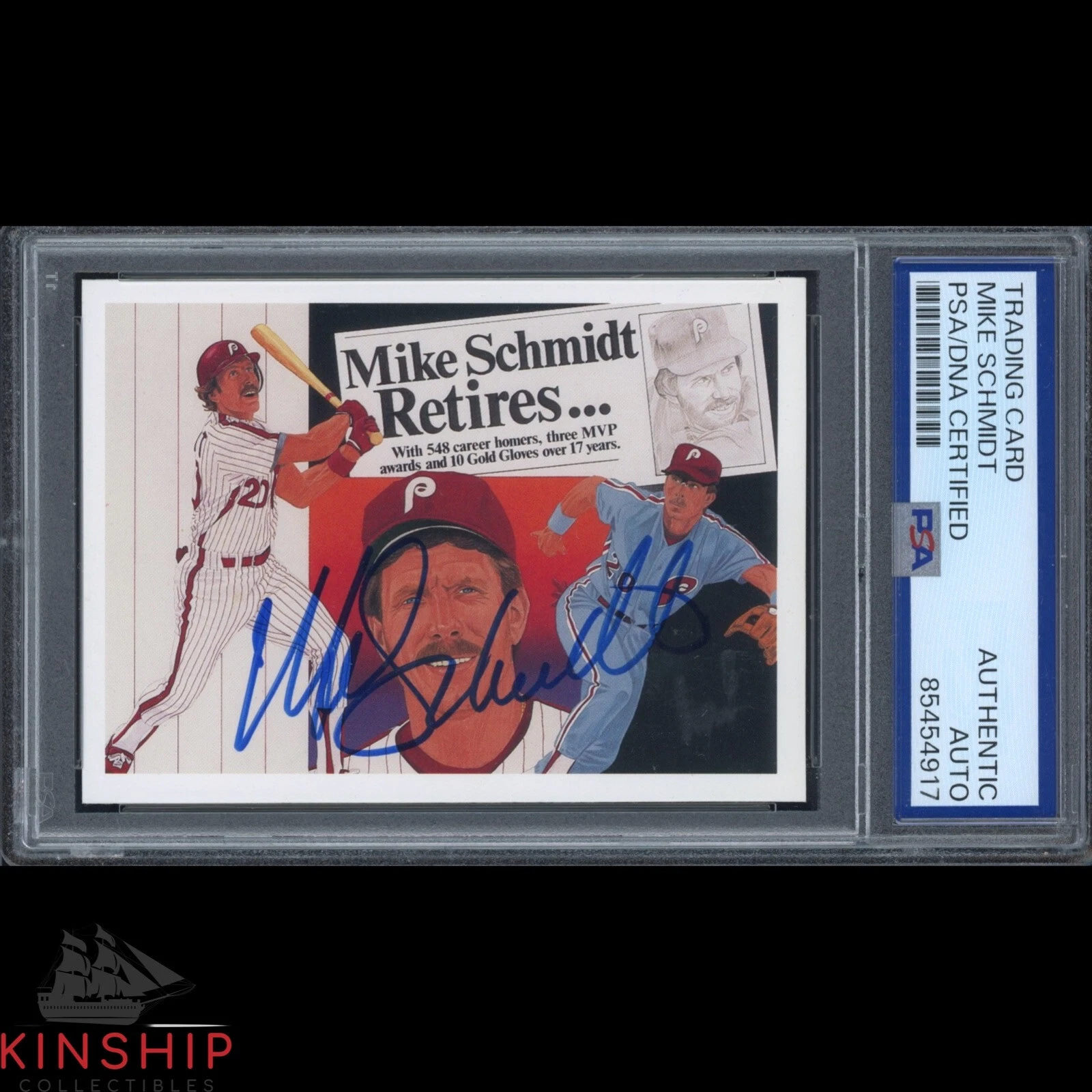 Mike Schmidt signed 1990 Upper Deck Trading Card PSA DNA Slab HOF Auto C4067