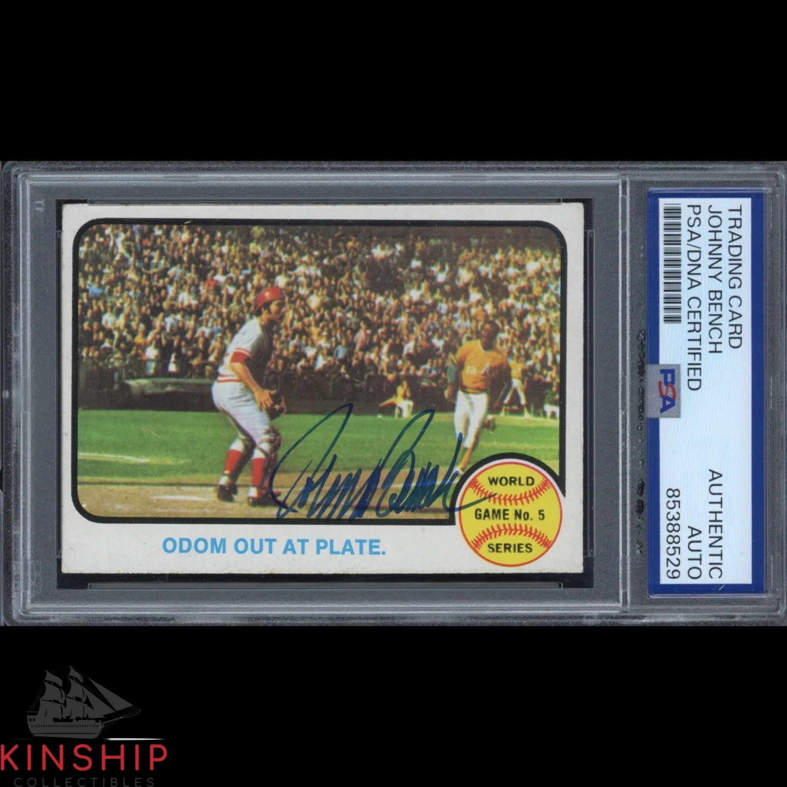 Johnny Bench signed 1973 Topps Trading Card PSA DNA Slabbed Auto C4065