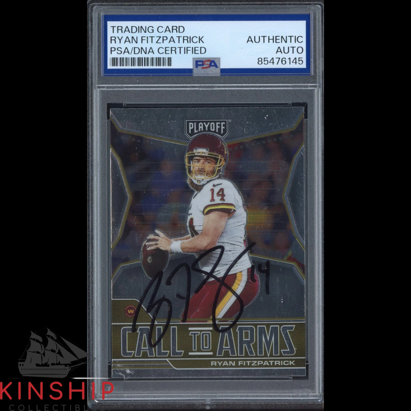 Ryan Fitzpatrick signed 2021 Panini Prizm Trading Card PSA DNA Slab Auto C4075