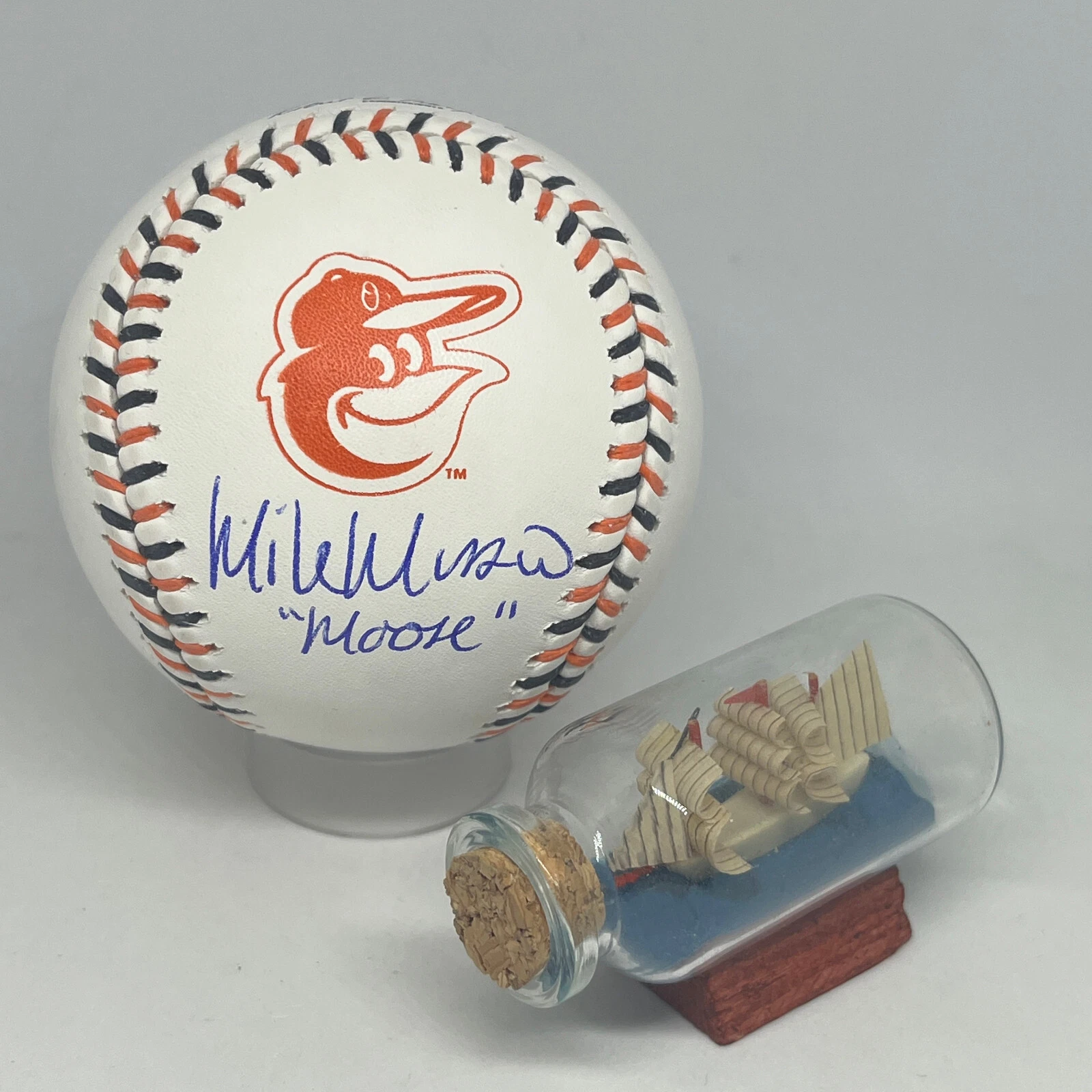 Mike Mussina signed Rawlings Orioles Team Stitch Logo Baseball JSA COA HOF A3738