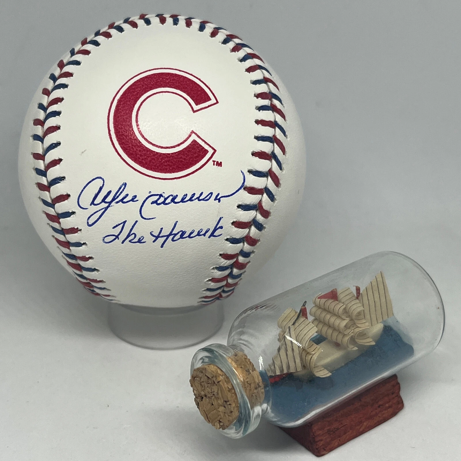 Andre Dawson signed Rawlings Cubs Team Stitch Logo Baseball JSA HOF Auto A3742