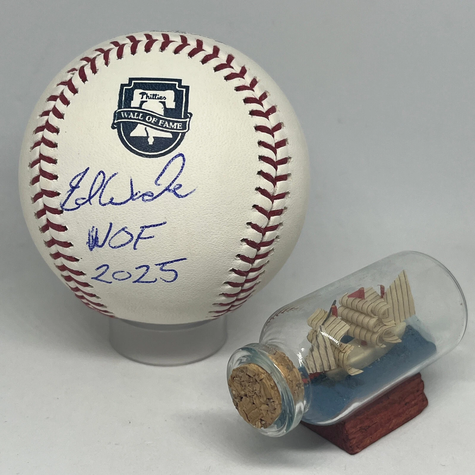 Ed Wade signed Rawlings Phillies Wall of Fame Logo Baseball JSA COA WOF A3750