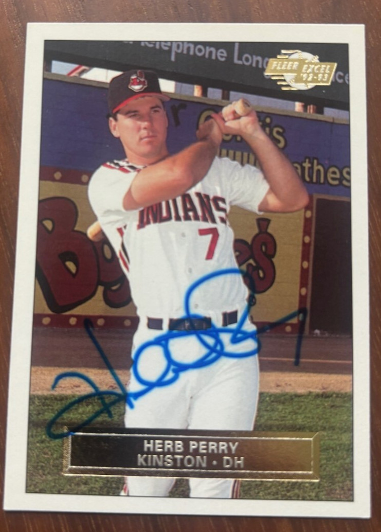 Herbert Perry 1992-93 Fleer Excel #163 signed autographed card Cleveland Indians
