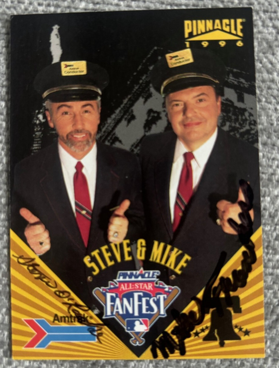 1996 Pinnacle All Star Fanfest Steve & Mike (RC) Amtrak Philadelphia AUTO RARE