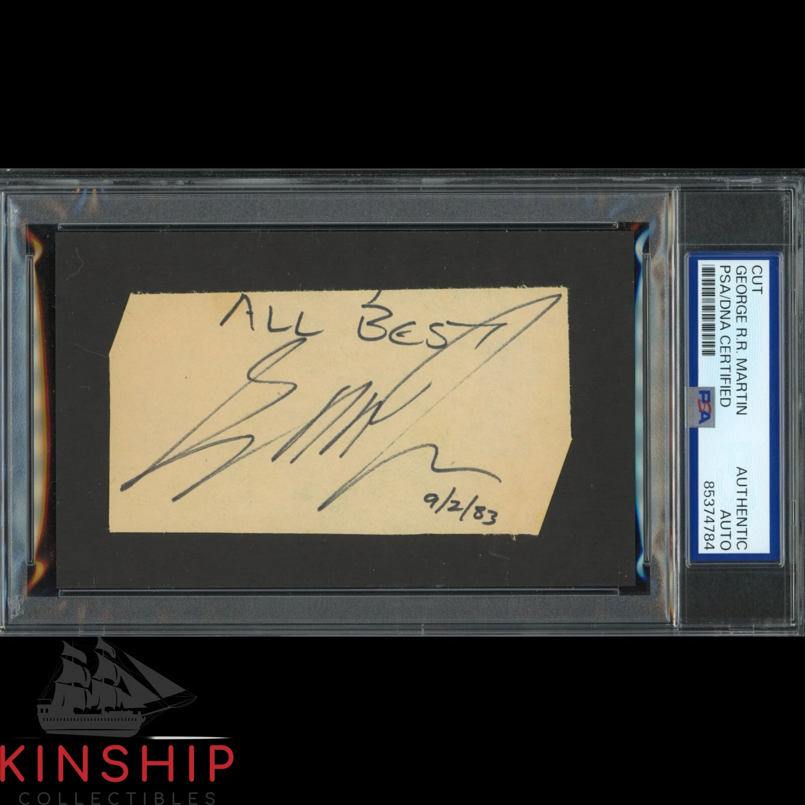 George RR Martin signed Inscribed Cut PSA DNA Slabbed Game of Thrones Auto C4301