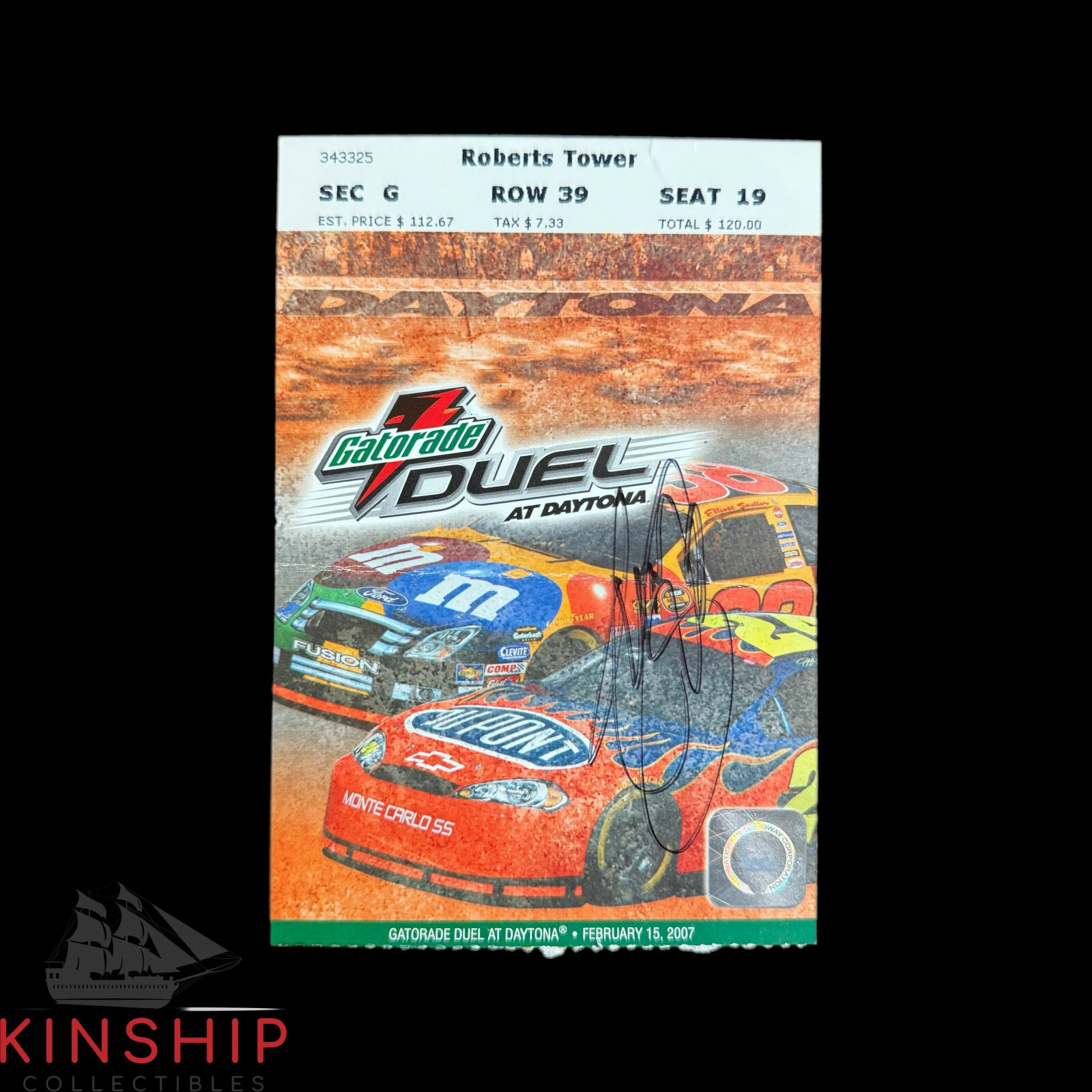 TONY STEWART SIGNED 2007 GATORADE DUEL DAYTONA TICKET JSA COA RACE WINNER Z2216 COLLECTIBLE MEMORABILIA