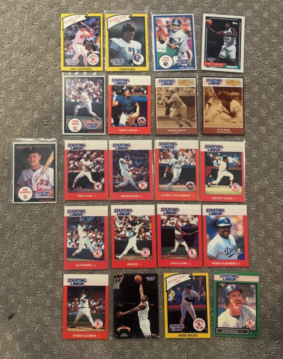 Starting Lineup Card Lot John Elway Pete Rose Wade Boggs Roger Clemens
