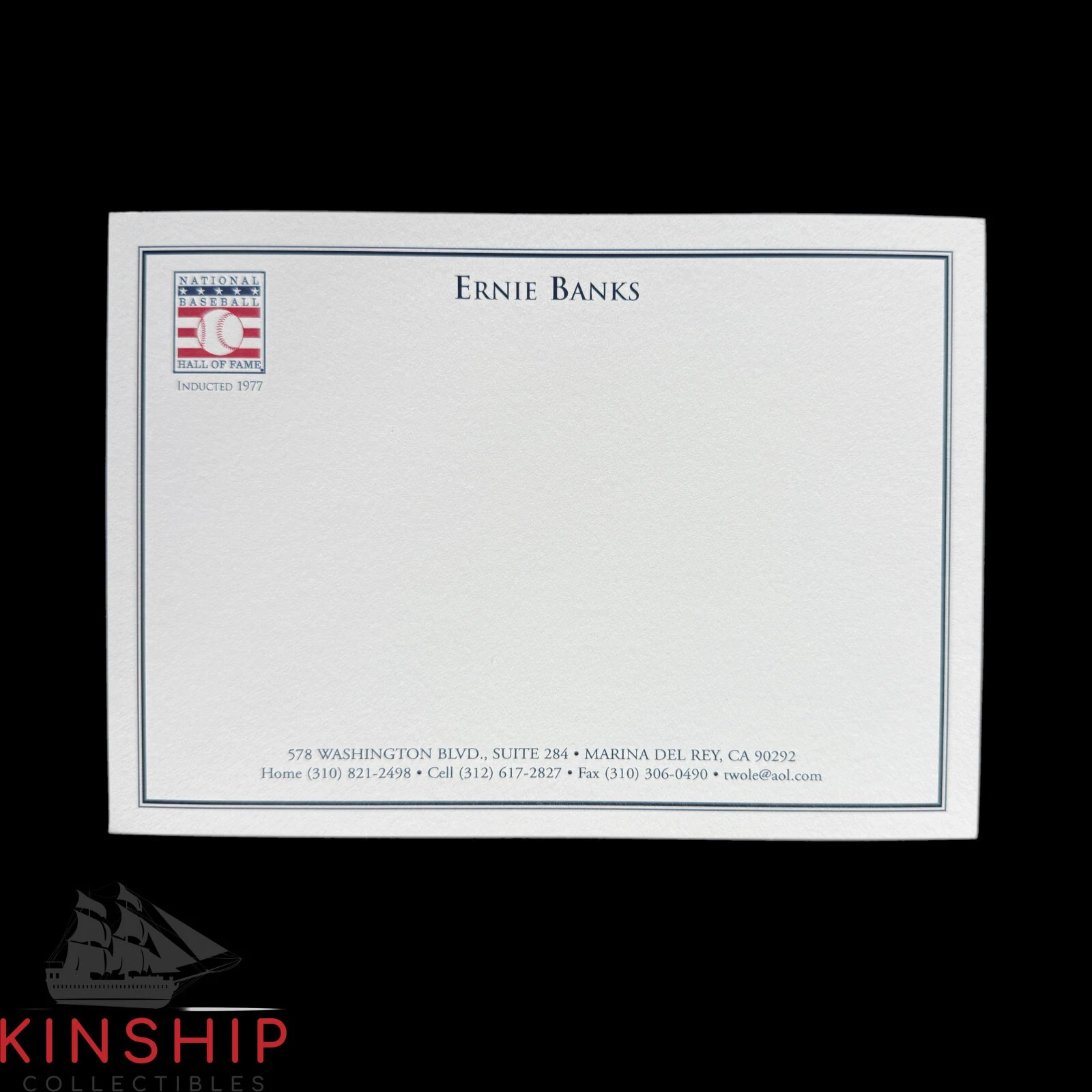 ERNIE BANKS BASEBALL HALL OF FAME STATIONARY CARD STOCK UNUSED CUBS HOF UQTY COLLECTIBLE MEMORABILIA