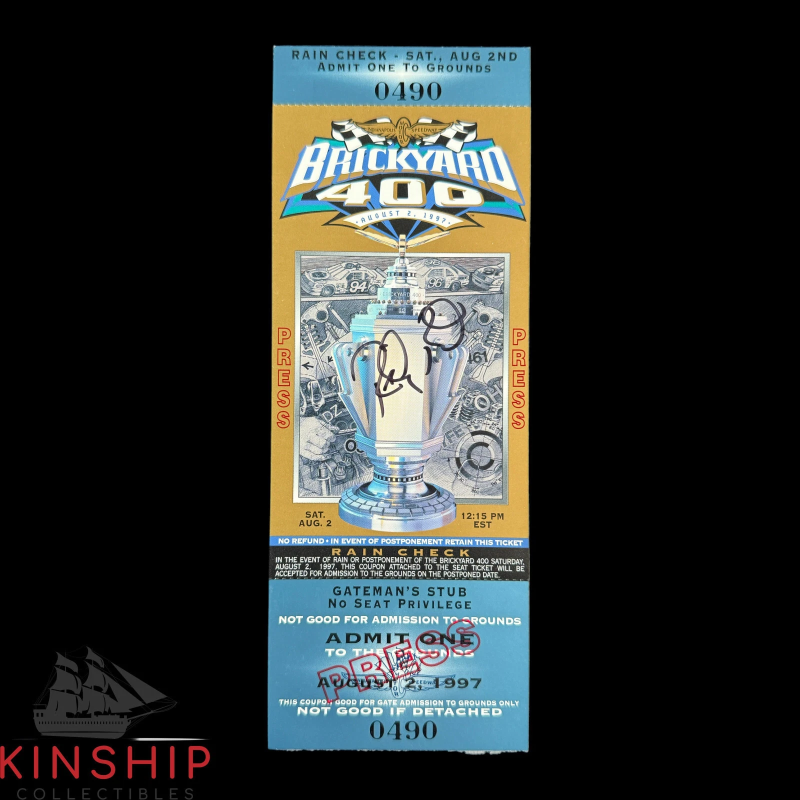 Ricky Rudd signed 1997 Brickyard 400 Ticket JSA COA NASCAR Race Winner Z2229