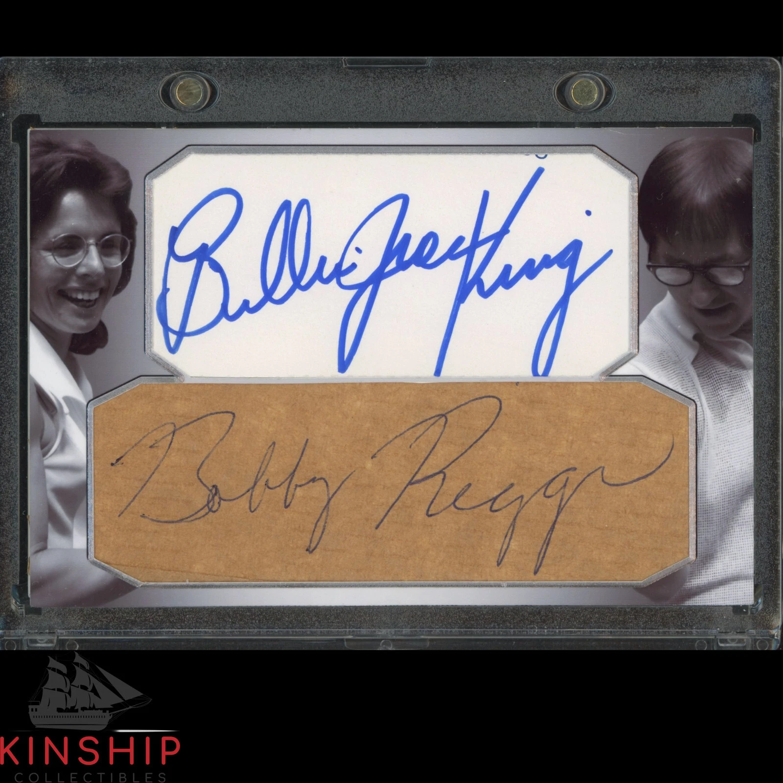 Billy Jean King & Bobby Riggs signed Cut Custom Card JSA COA Auto Tennis Z2241