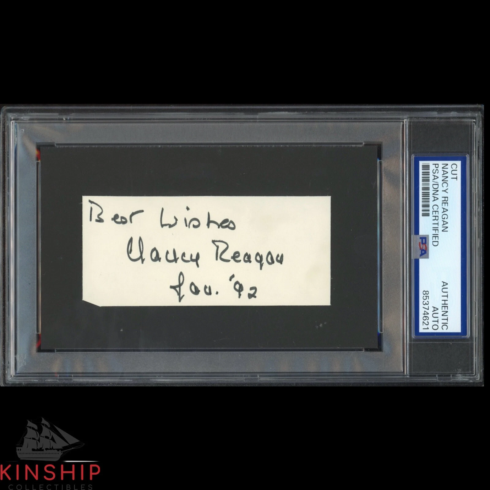 Nancy Reagan signed cut PSA DNA Slabbed Inscribed Auto President Wife C4550
