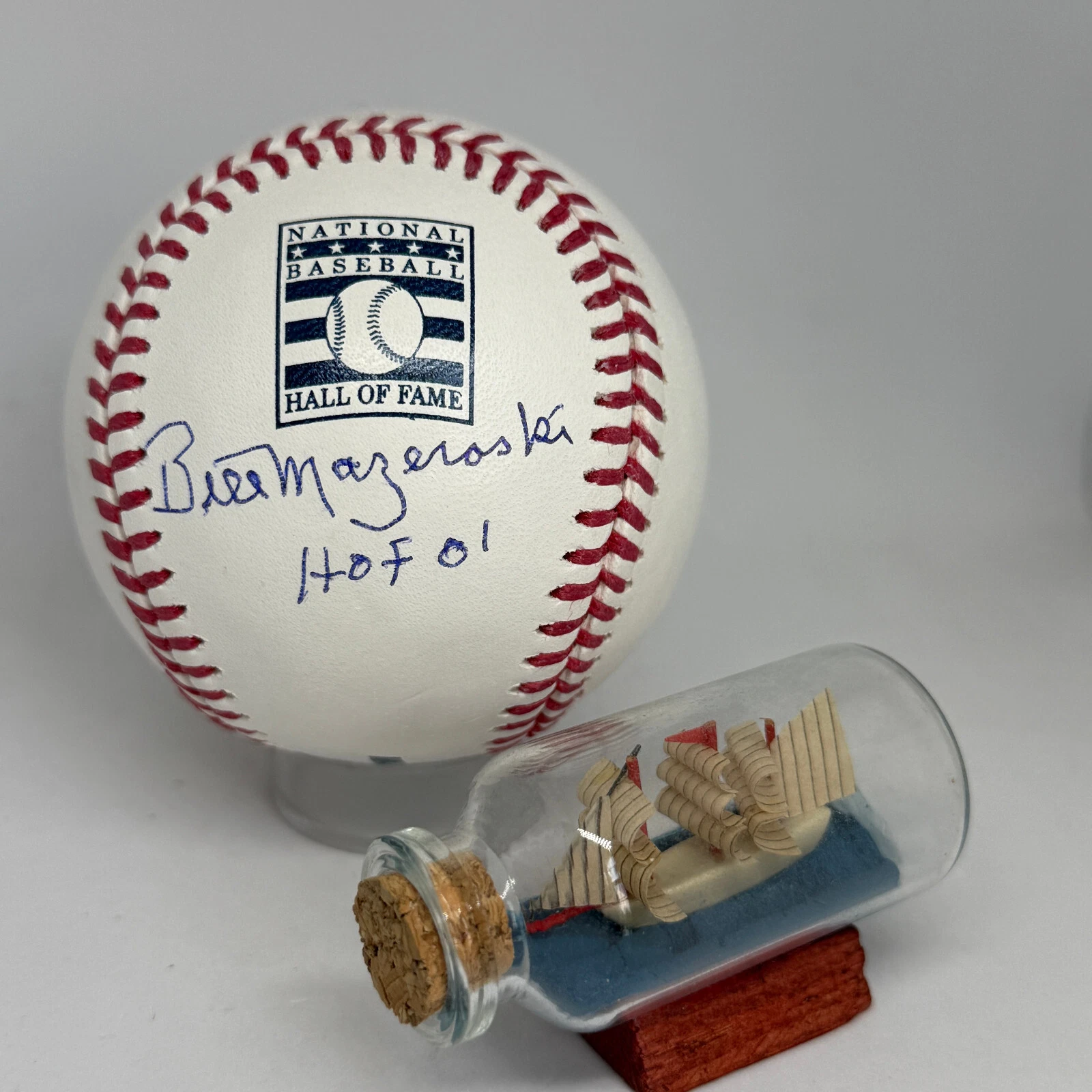 Bill Mazeroski signed Rawlings HOF Logo Baseball JSA COA Inscribed HOF A3783