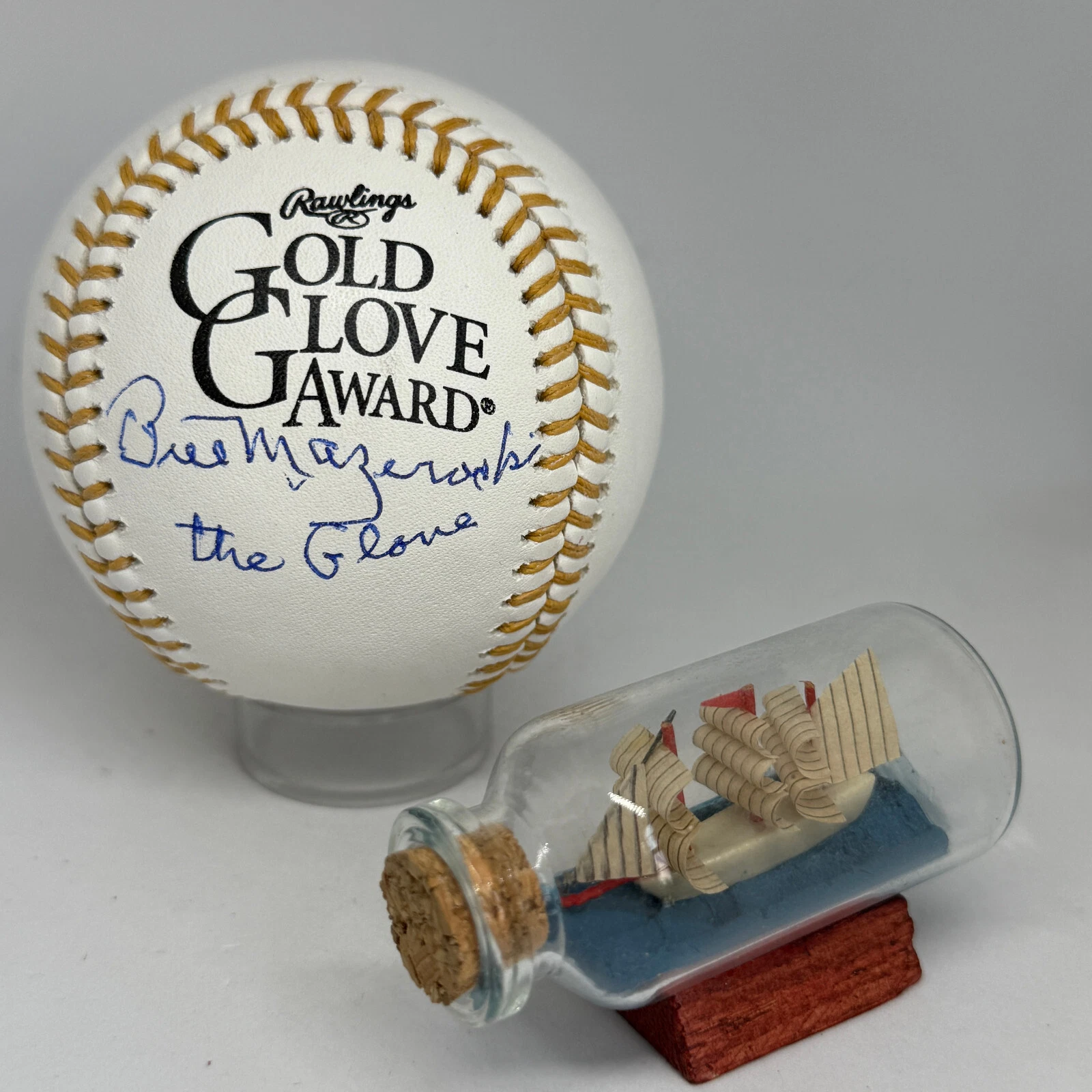 Bill Mazeroski signed Rawlings Gold Glove Logo Baseball JSA COA Inscribed A3790