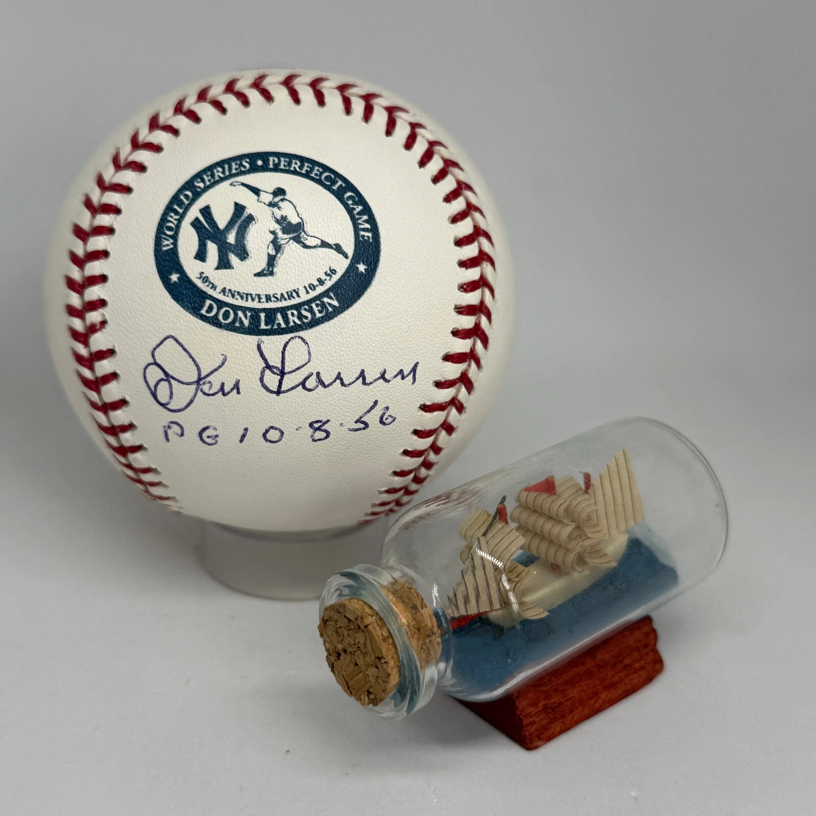 Don Larsen signed Rawlings Perfect Game Anniversary Logo Baseball Yankees A3779