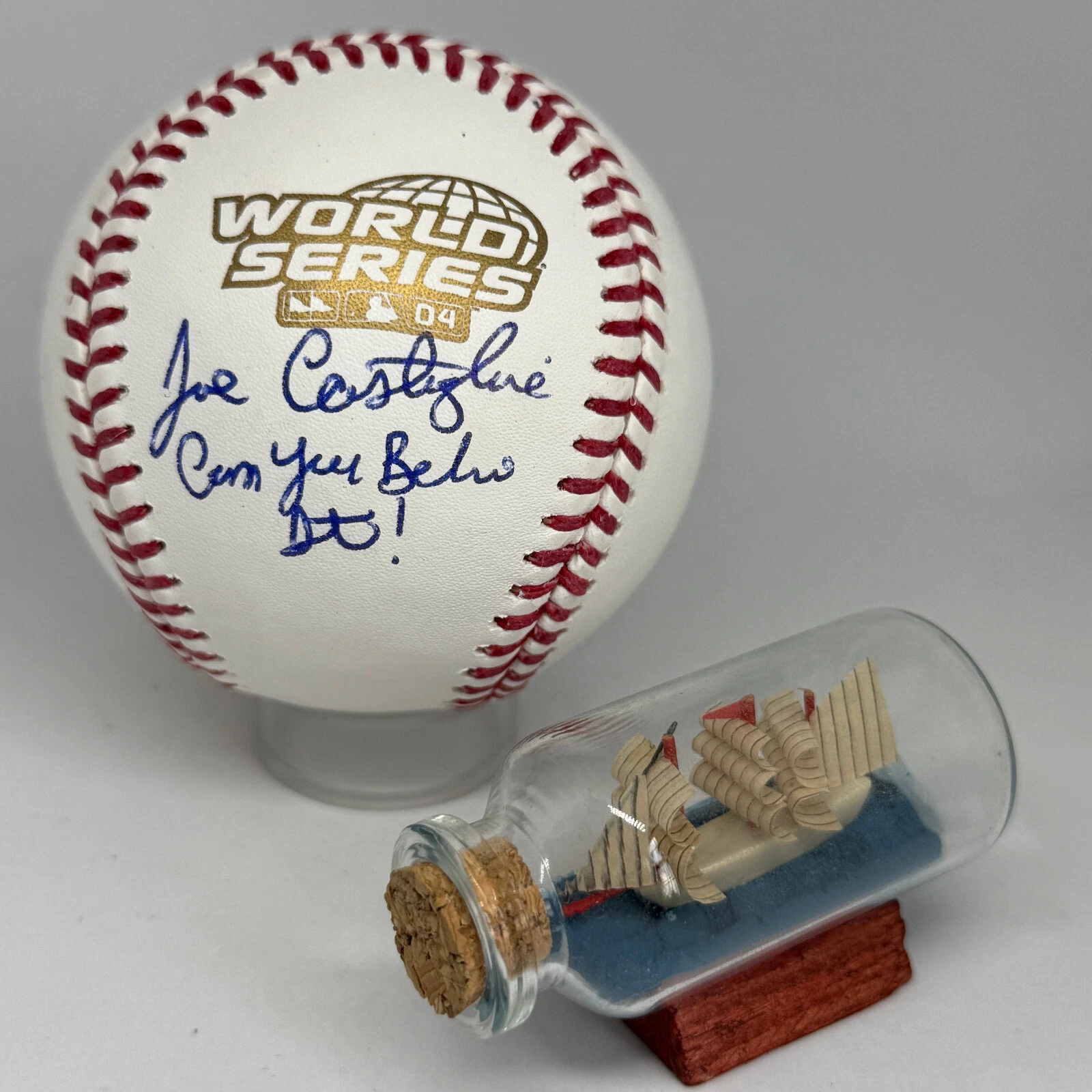 Joe Castiglione signed Rawlings 2004 World Series Logo Baseball JSA HOF A3820