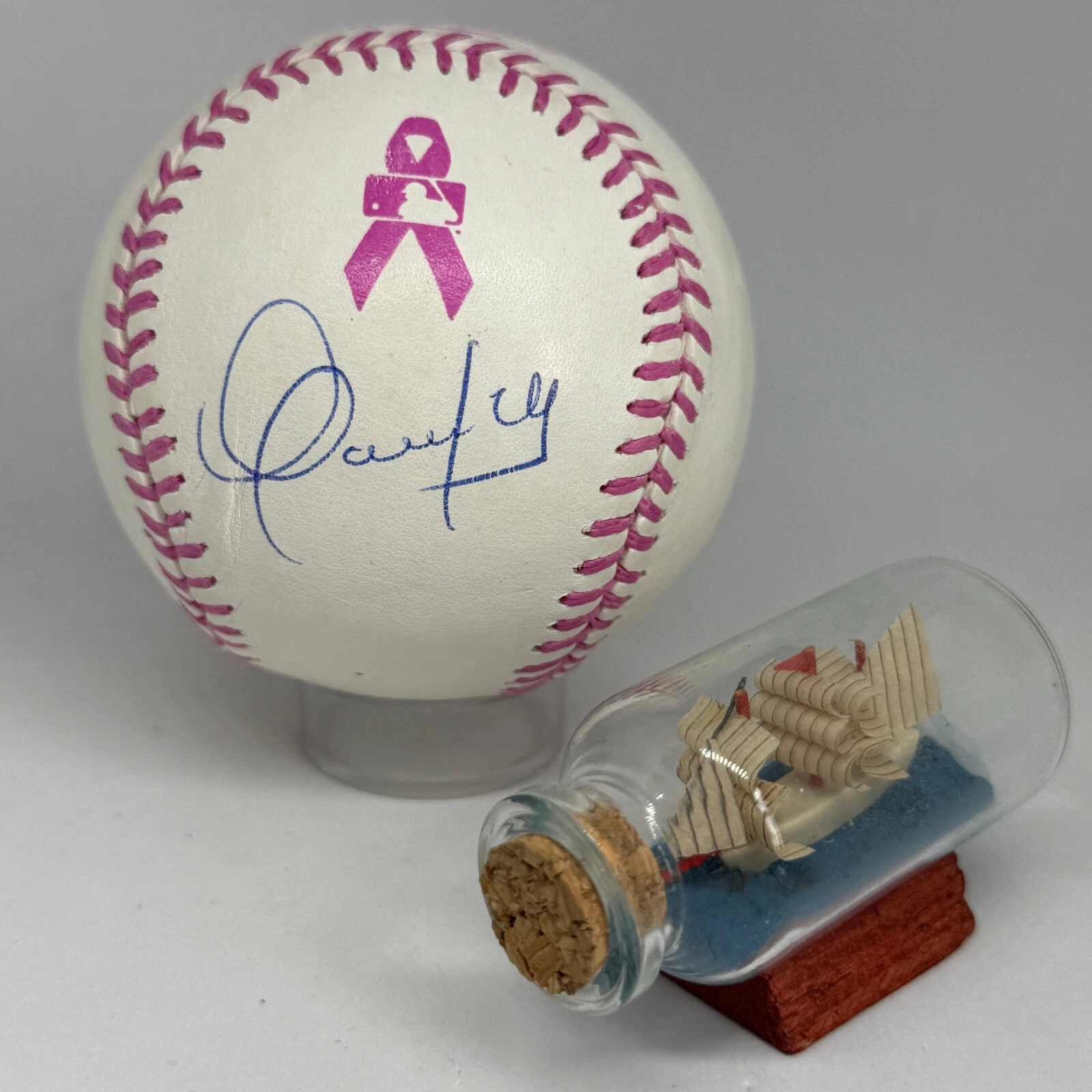 Oswaldo Cabrera signed Rawlings Breast Cancer Logo Baseball JSA Yankees A3826