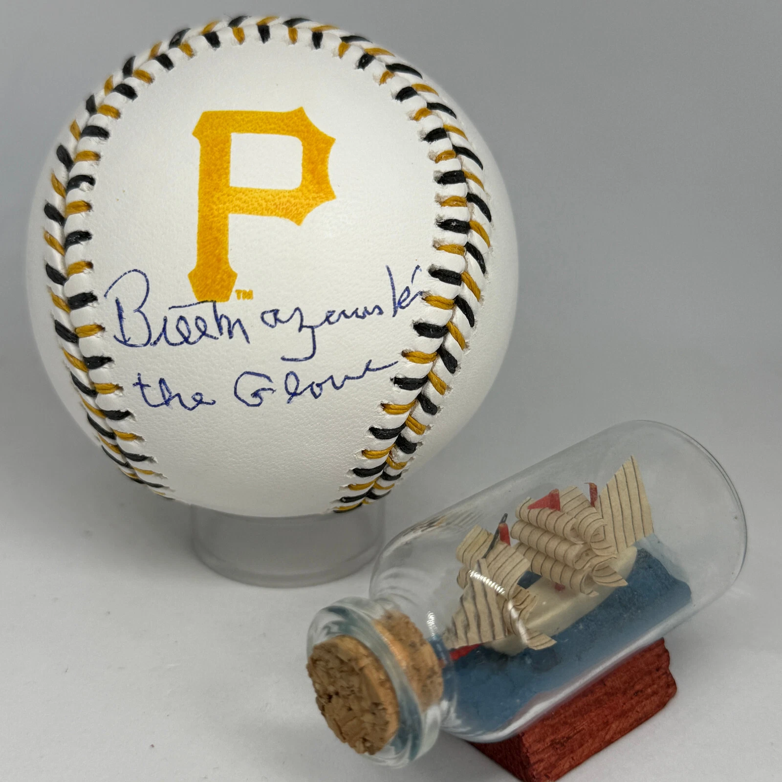 Bill Mazeroski signed Rawlings Team Stitch Pirates Logo Baseball JSA HOF A3794