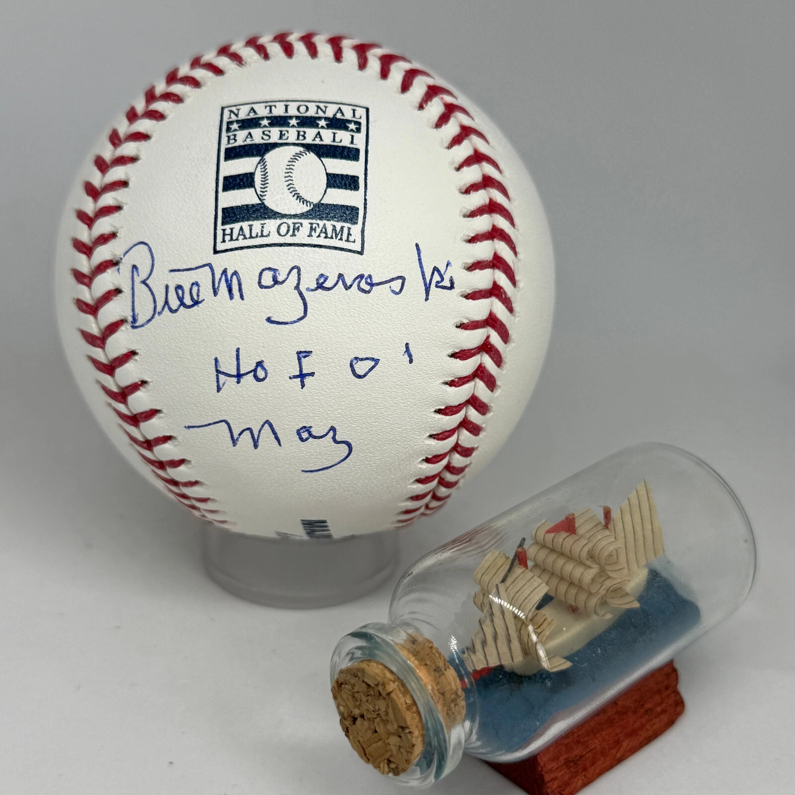 Bill Mazeroski signed Rawlings HOF Logo Baseball JSA COA Inscribed HOF A3805
