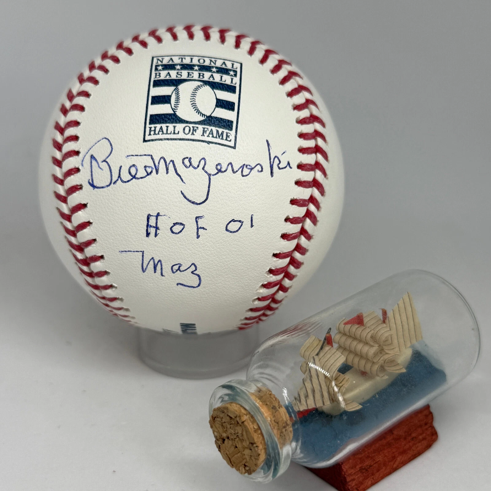 Bill Mazeroski signed Rawlings HOF Logo Baseball JSA COA Inscribed HOF A3806