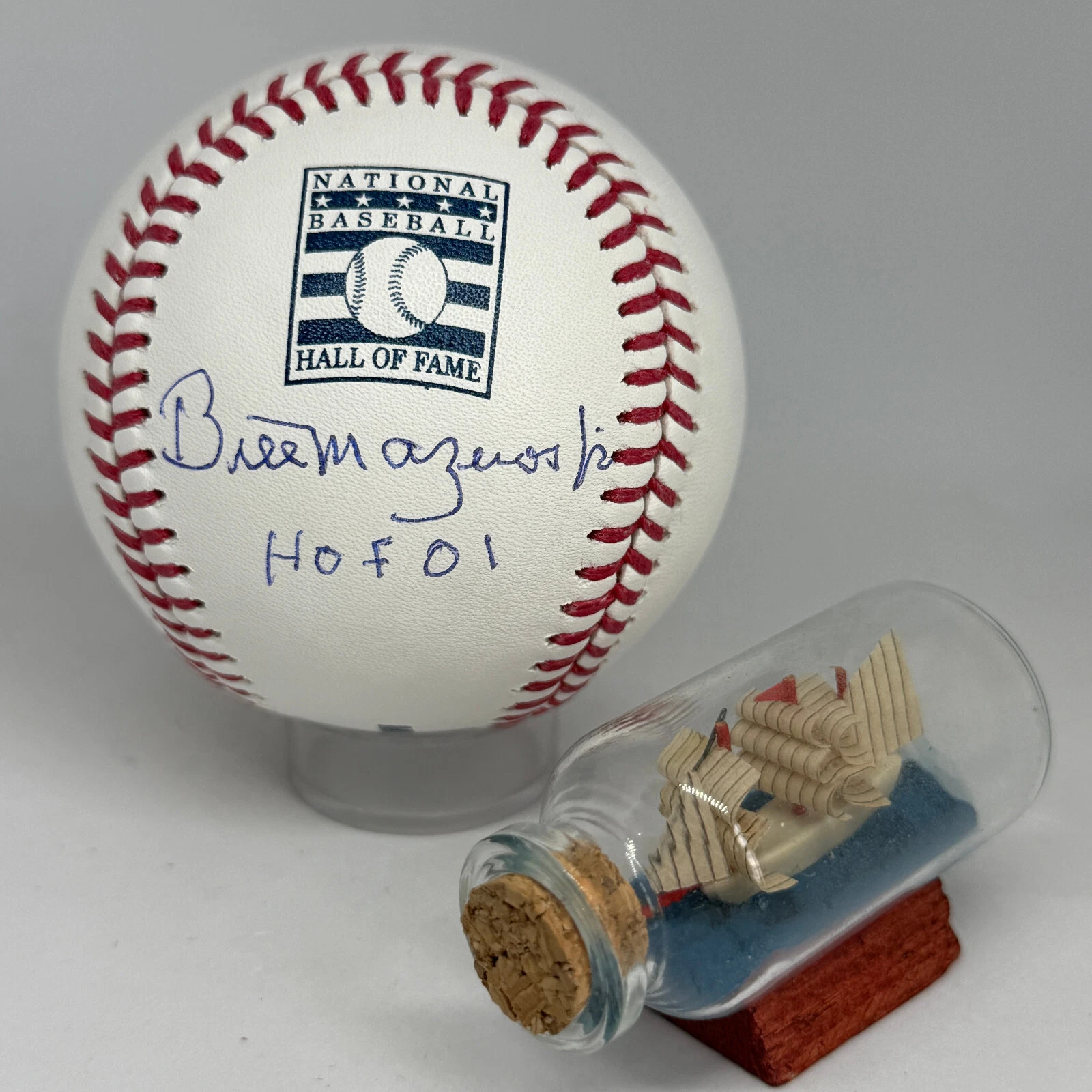 Bill Mazeroski signed Rawlings HOF Logo Baseball JSA COA Inscribed HOF A3808