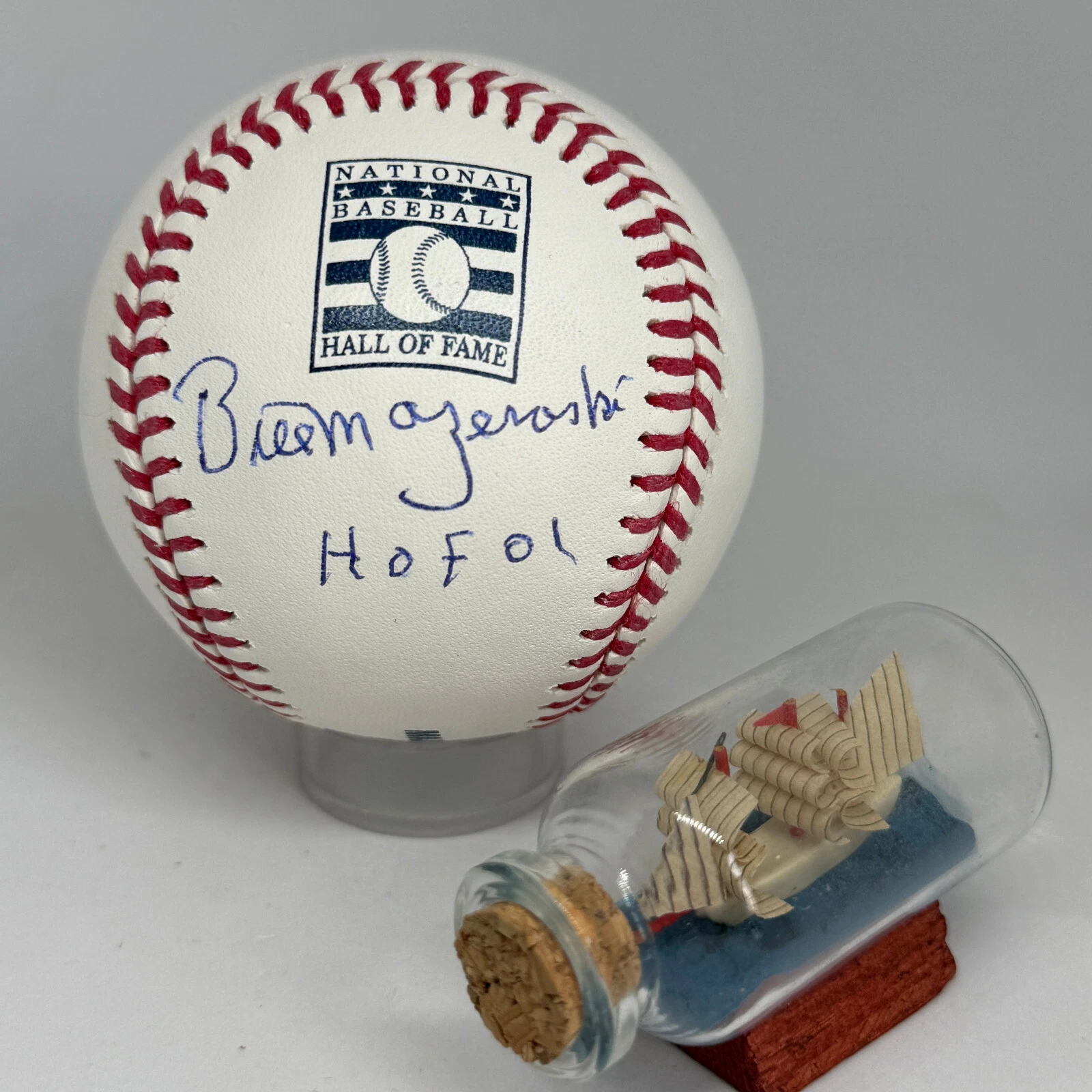 Bill Mazeroski signed Rawlings HOF Logo Baseball JSA COA Inscribed HOF A3809