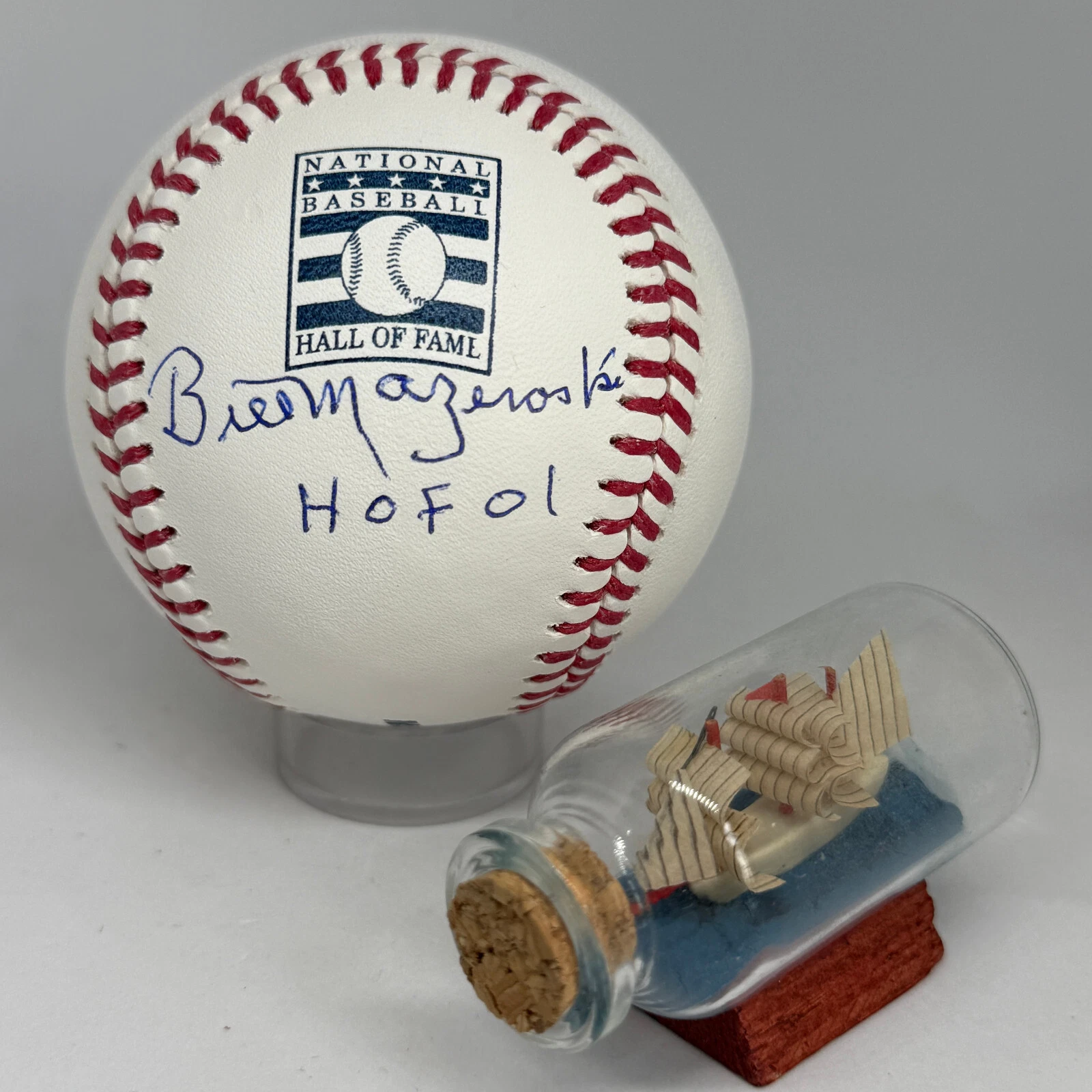 Bill Mazeroski signed Rawlings HOF Logo Baseball JSA COA Inscribed Auto A3813