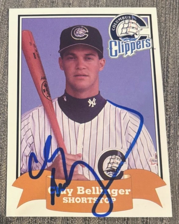 Clay Bellinger signed autographed 1997 Columbus Clippers Police Baseball Card