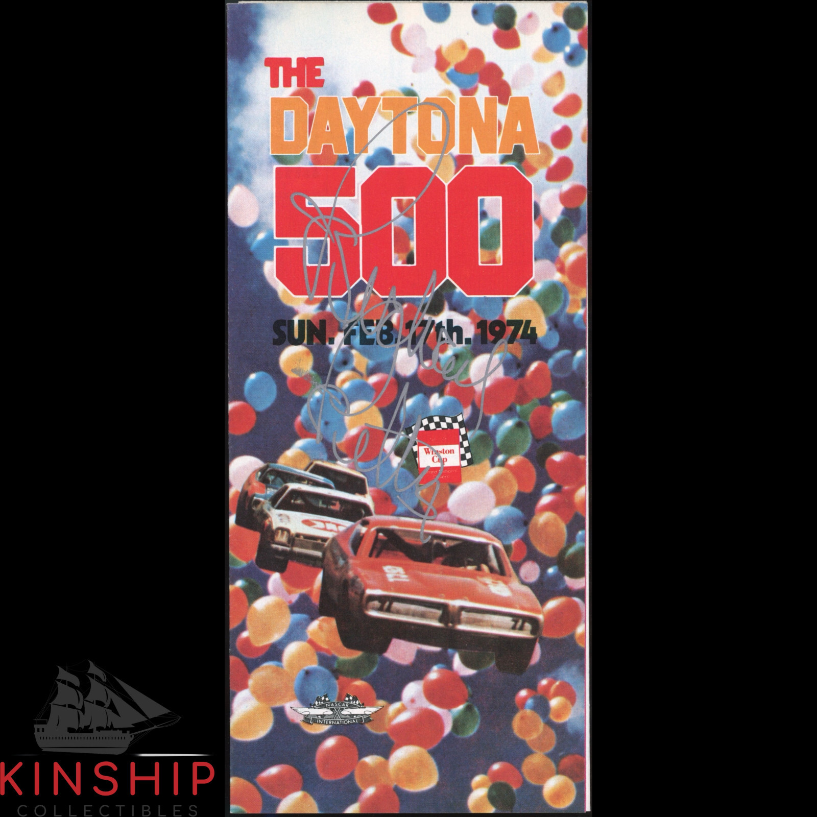 Richard Petty signed 1974 Daytona 500 Pamphlet JSA COA NASCAR Auto Rare Z2235