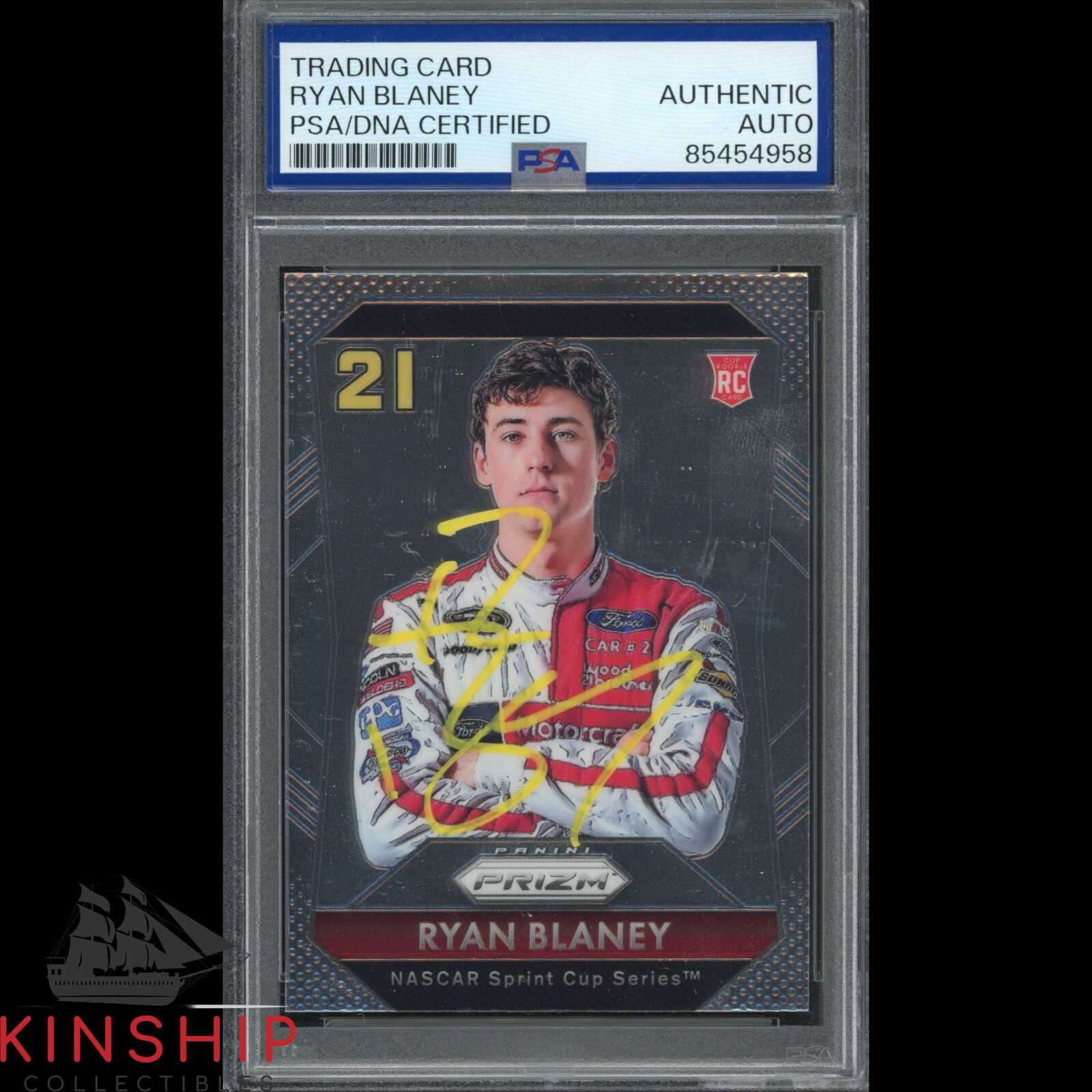 Ryan Blaney signed 2016 Panini Prizm Rookie Card PSA DNA Slab NASCAR Auto C4350