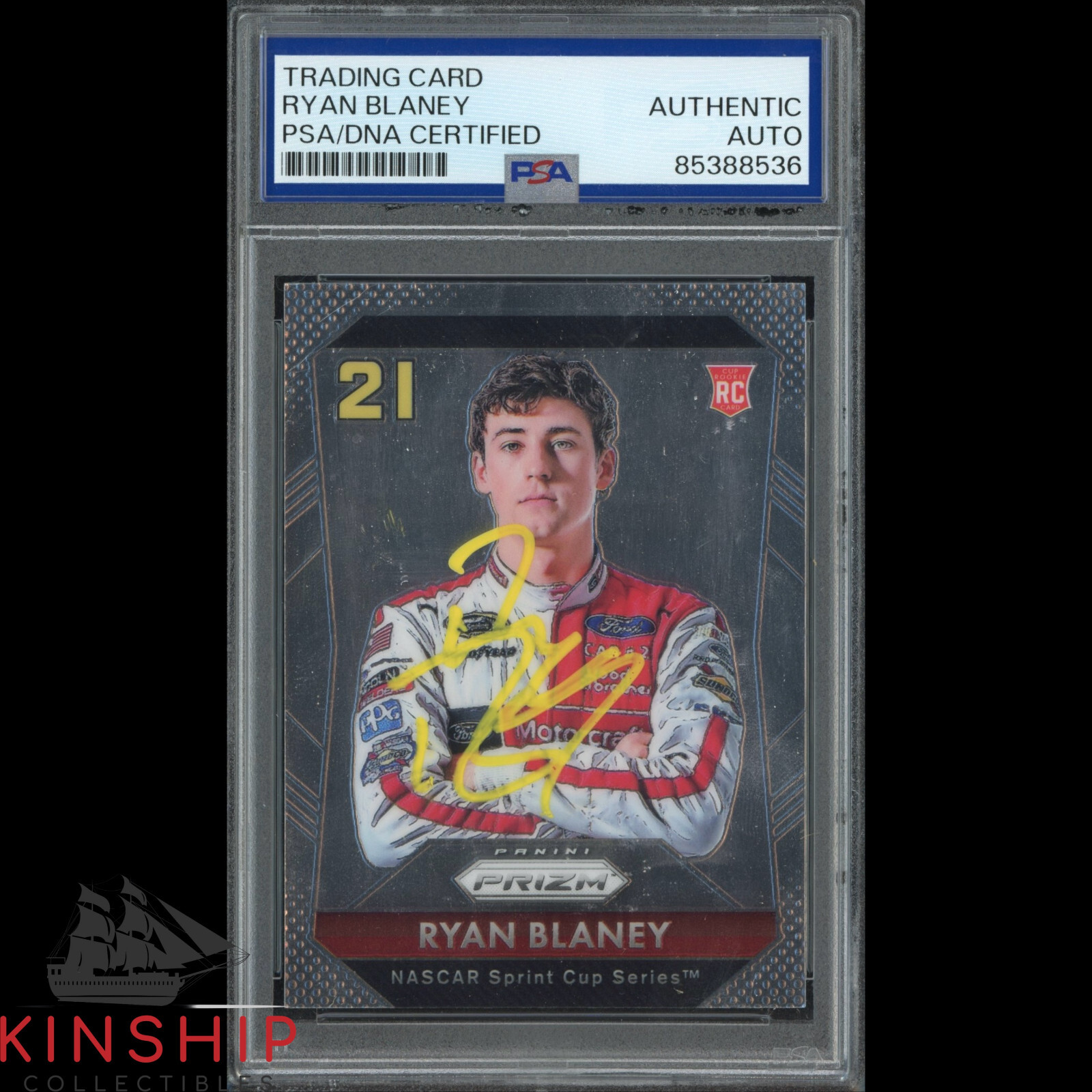Ryan Blaney signed 2016 Panini Prizm Rookie Card PSA DNA Slab NASCAR Auto C4349