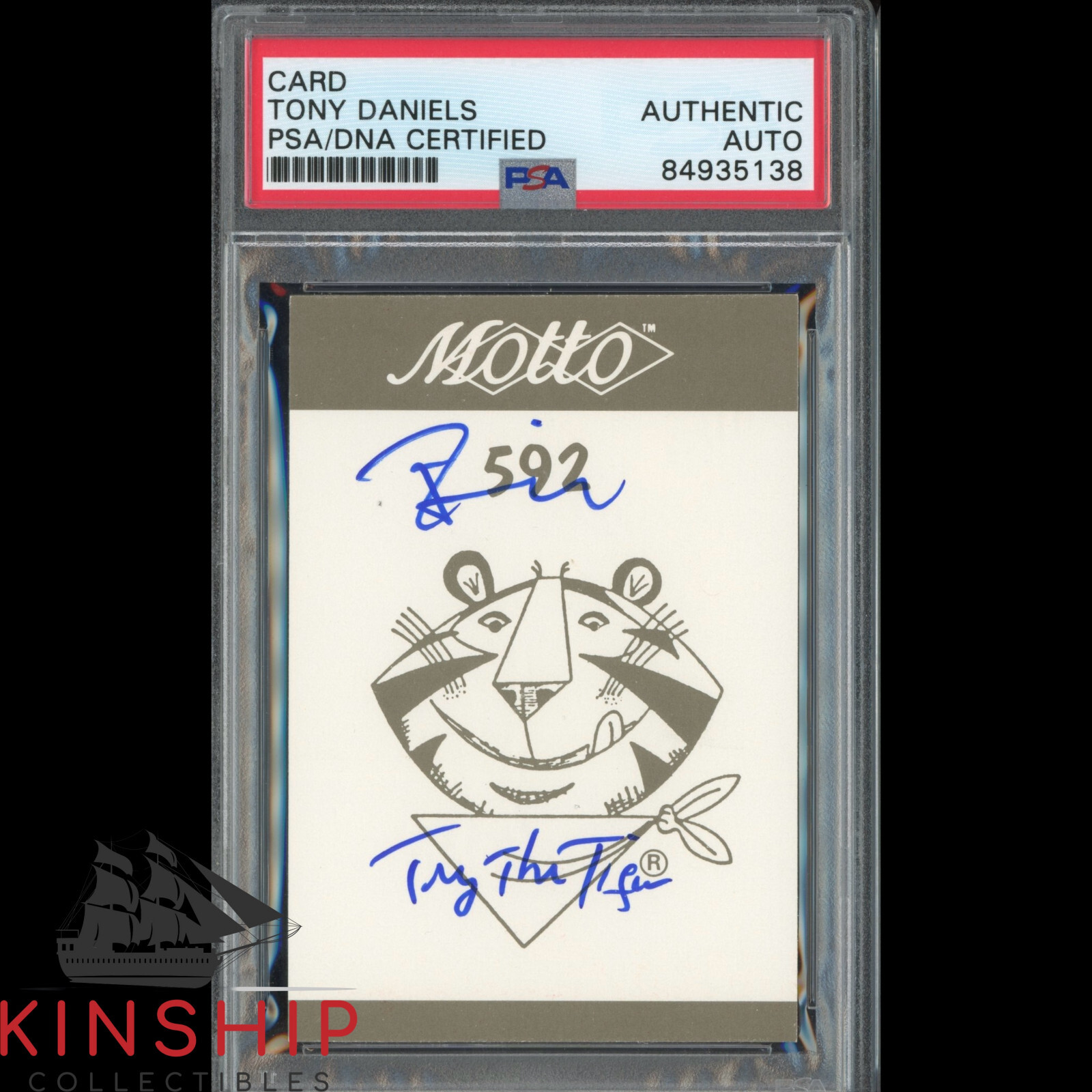 Tony Daniels signed 1987 Motto Tony the Tiger Card PSA DNA Slabbed Auto C4373