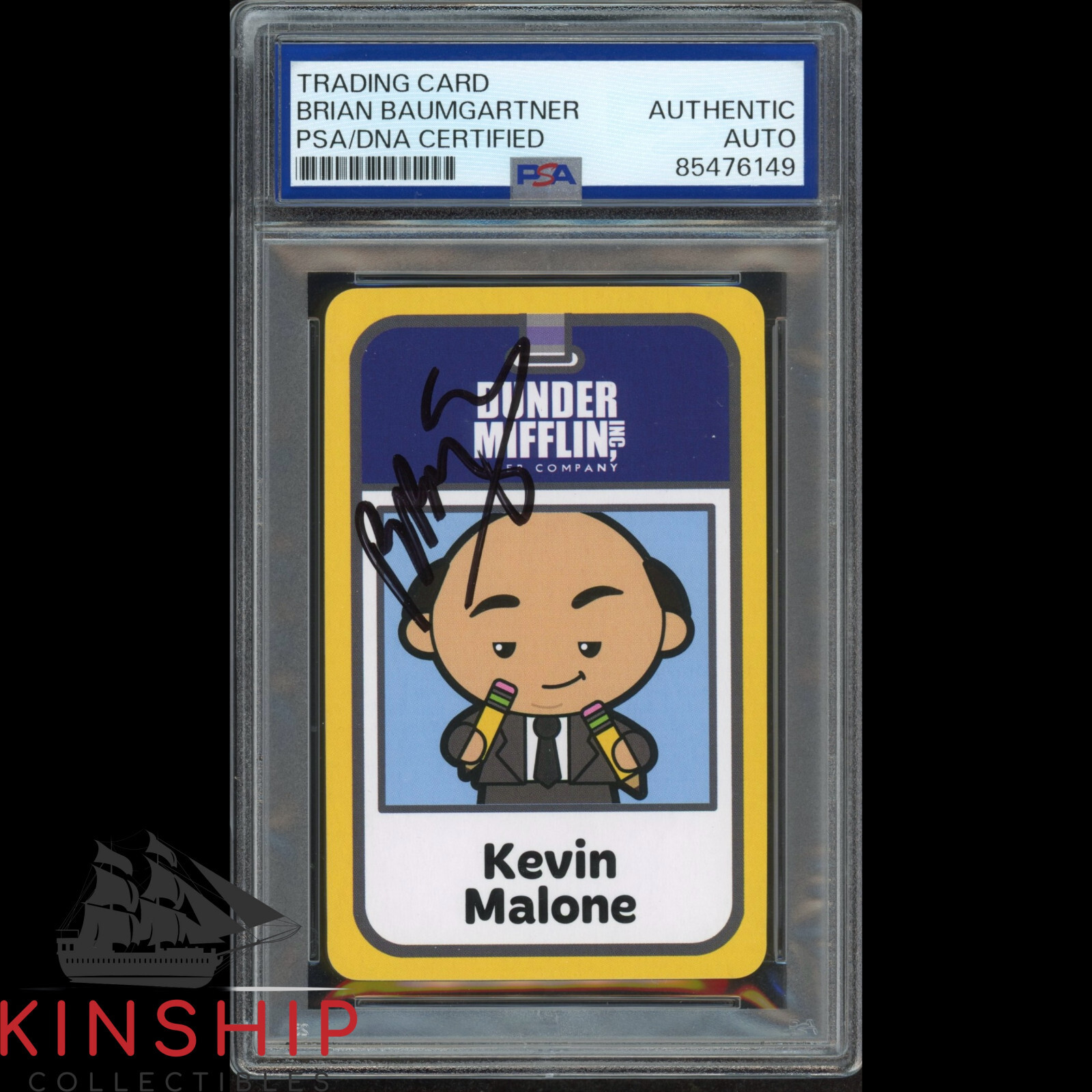 Brian Baumgartner signed The Office Playing Card PSA DNA Slab Kevin Auto C4374